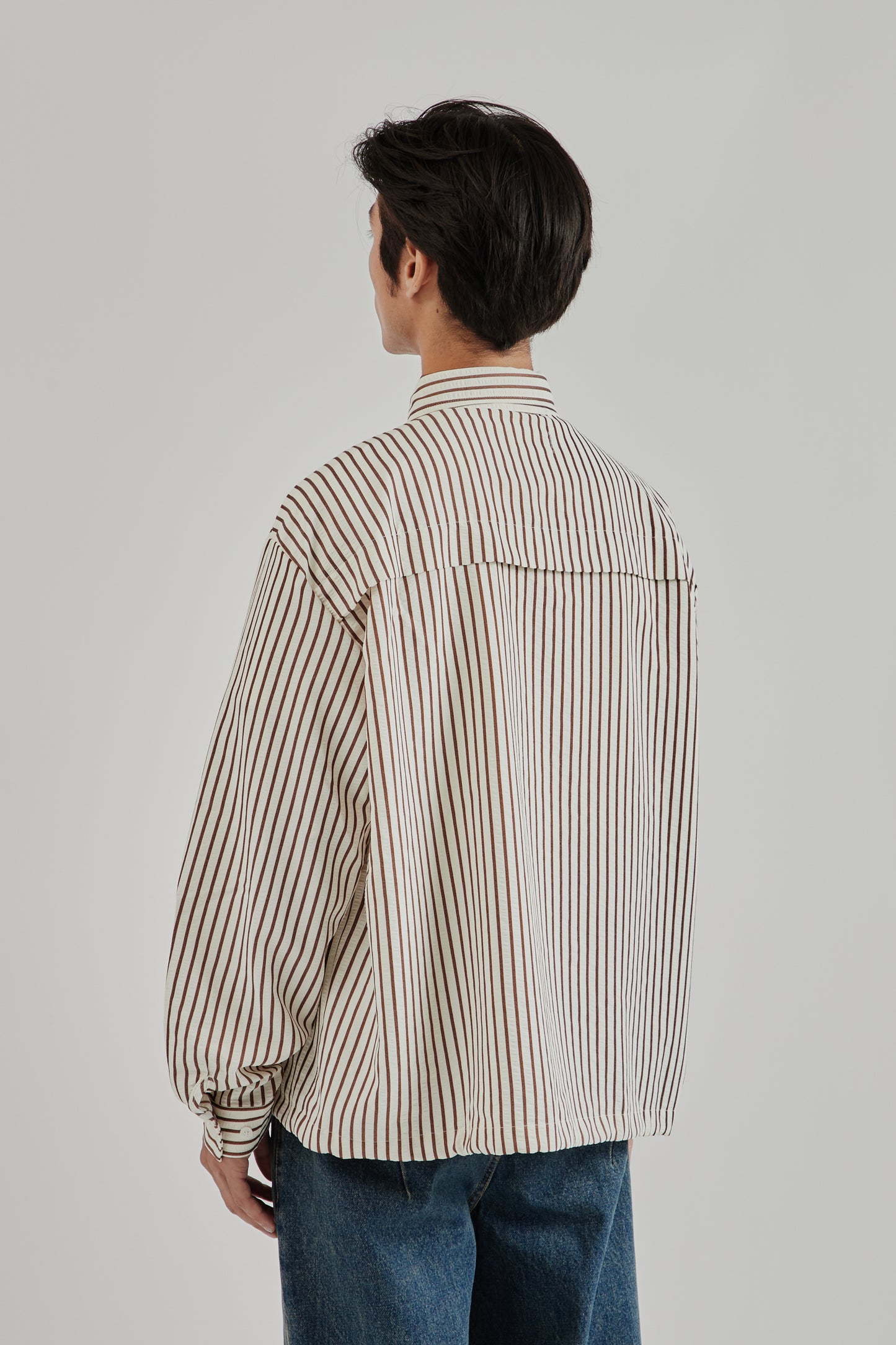 Estudio Niksen SS25 Stripe Pocket Shirt Brown Stripe 4