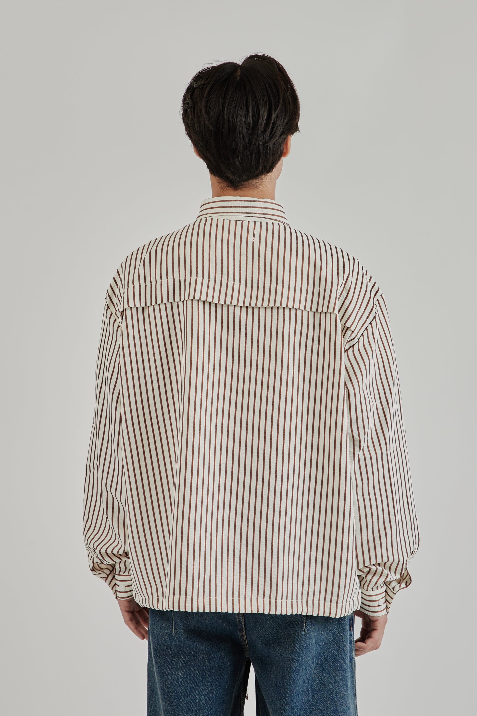 Estudio Niksen SS25 Stripe Pocket Shirt Brown Stripe 5
