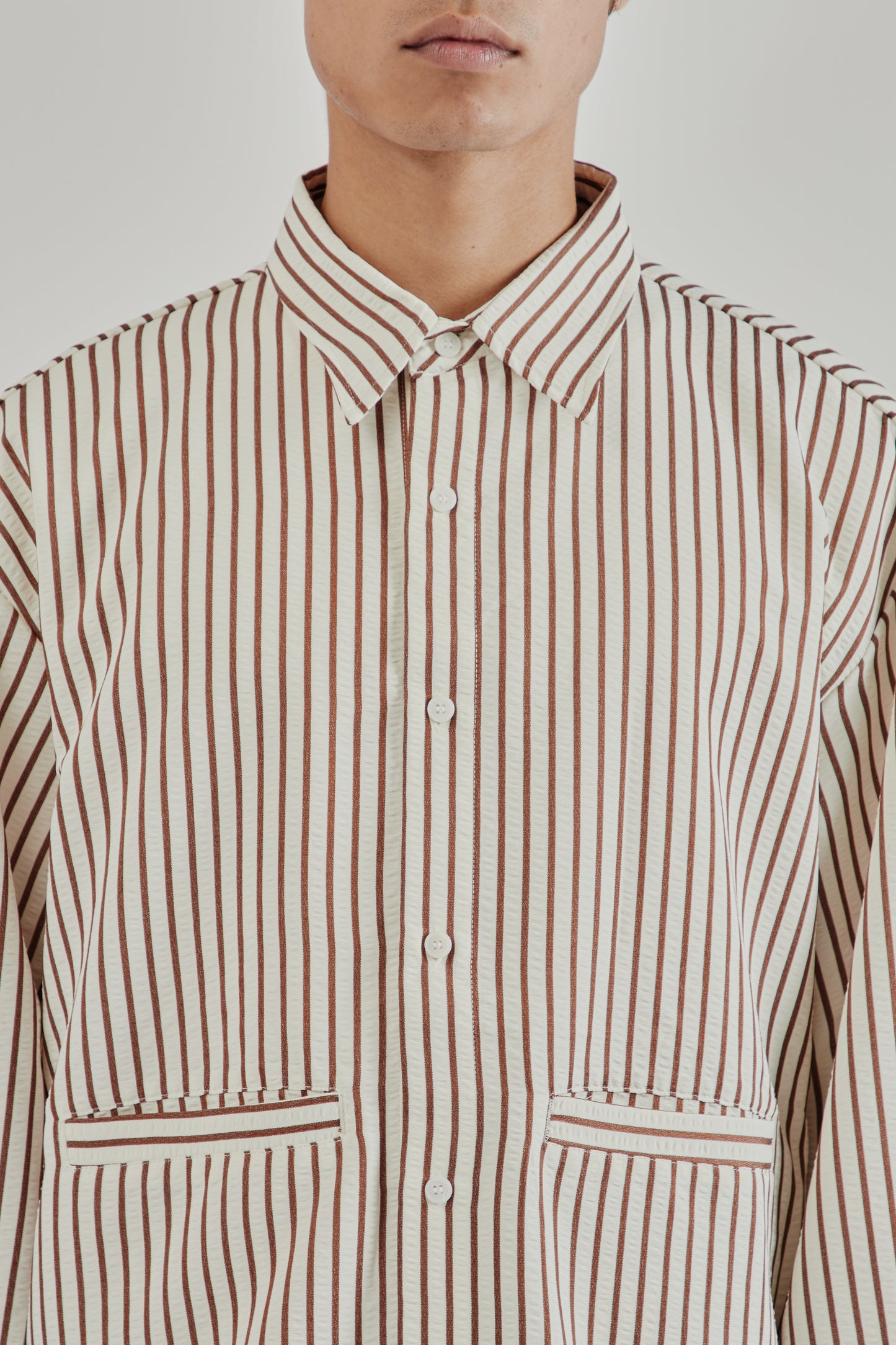 Estudio Niksen SS25 Stripe Pocket Shirt Brown Stripe 6