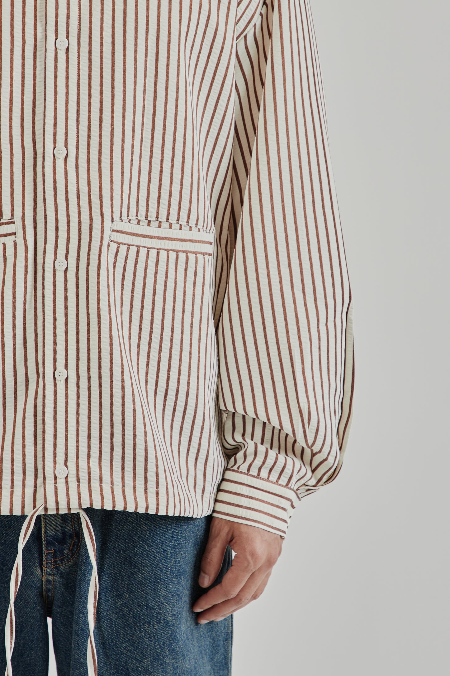 Estudio Niksen SS25 Stripe Pocket Shirt Brown Stripe 8