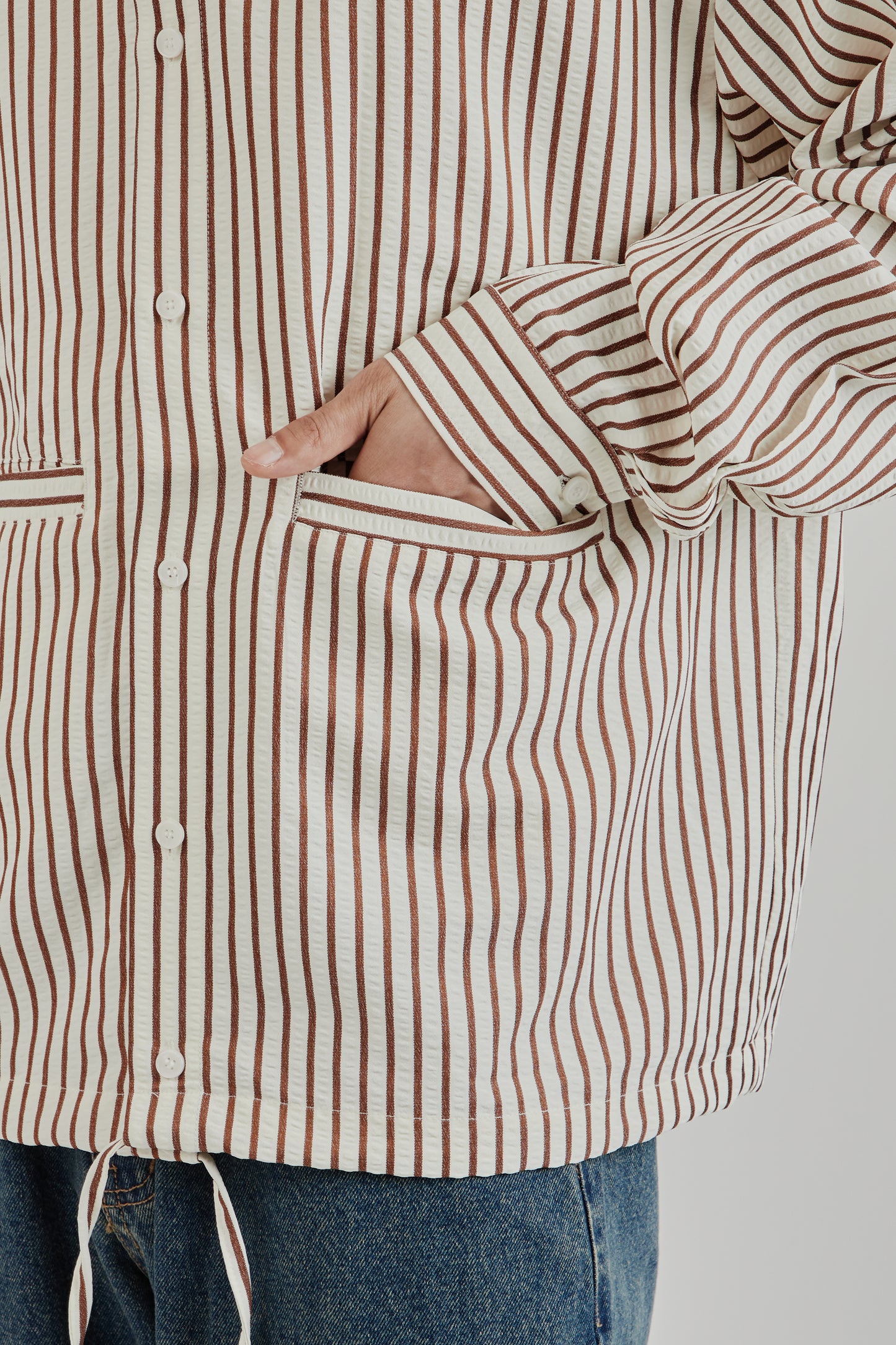 Estudio Niksen SS25 Stripe Pocket Shirt Brown Stripe 9