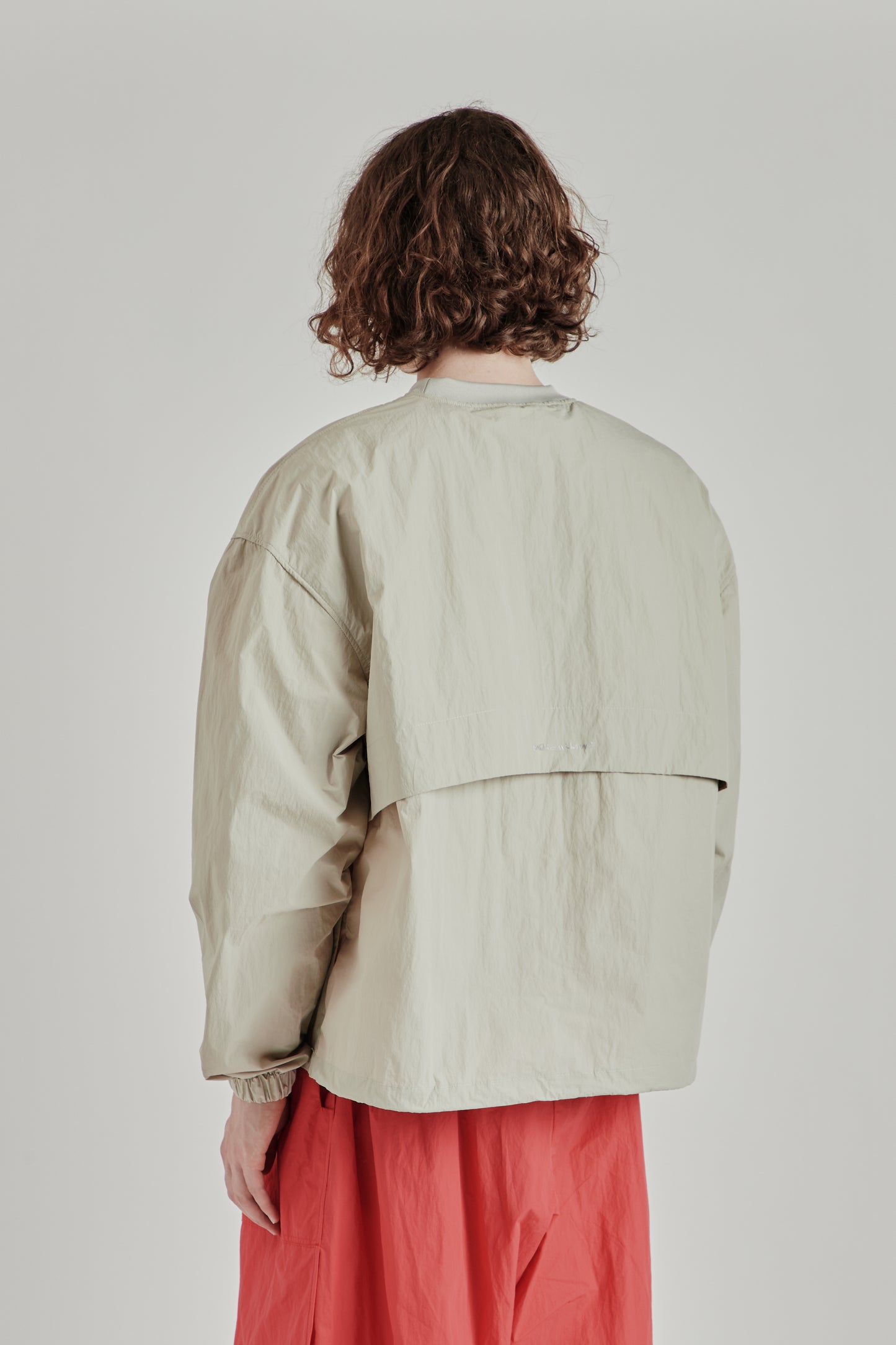 Back-Vent Nylon Crewneck - Beige
