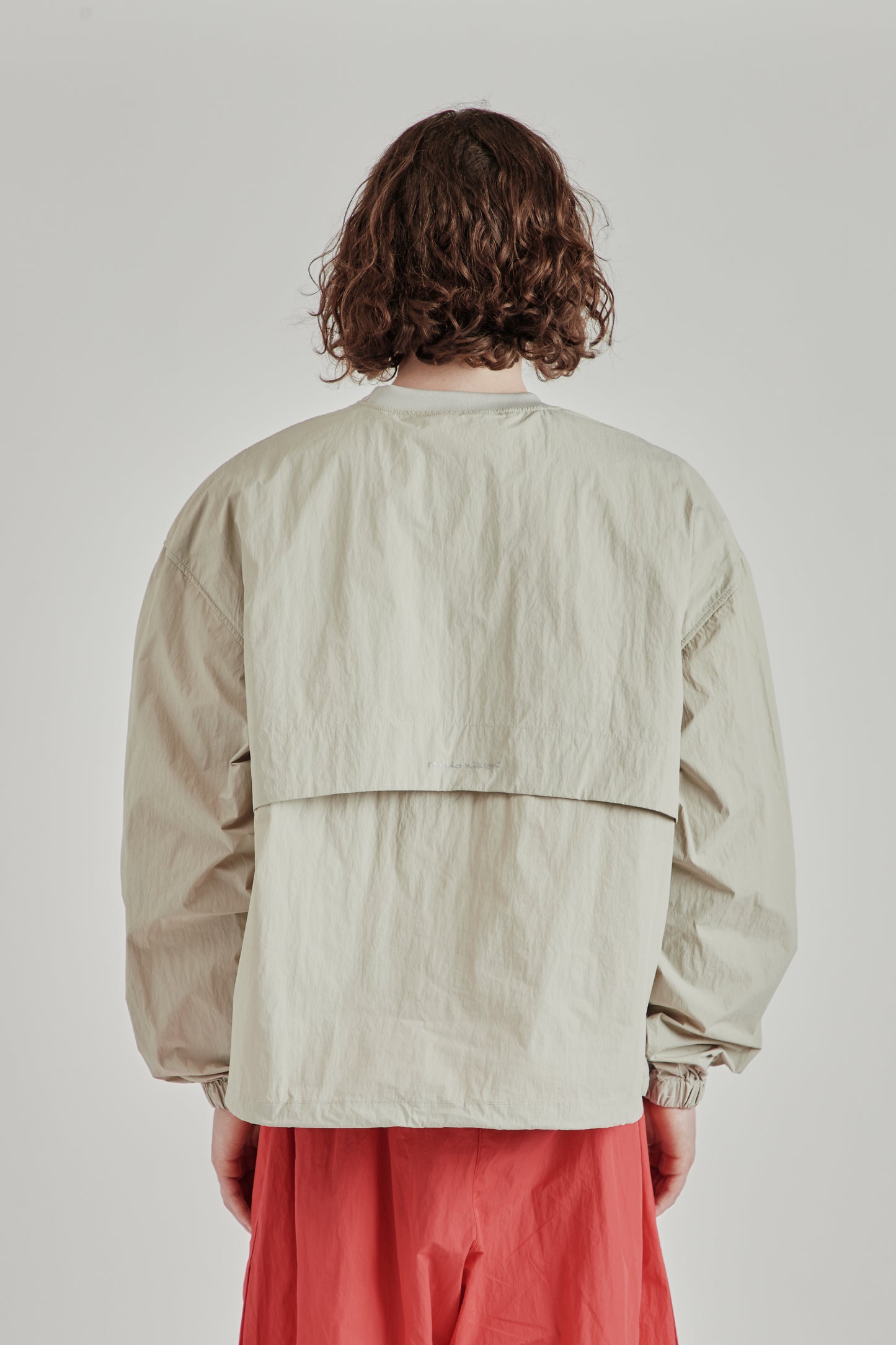 Back-Vent Nylon Crewneck - Beige