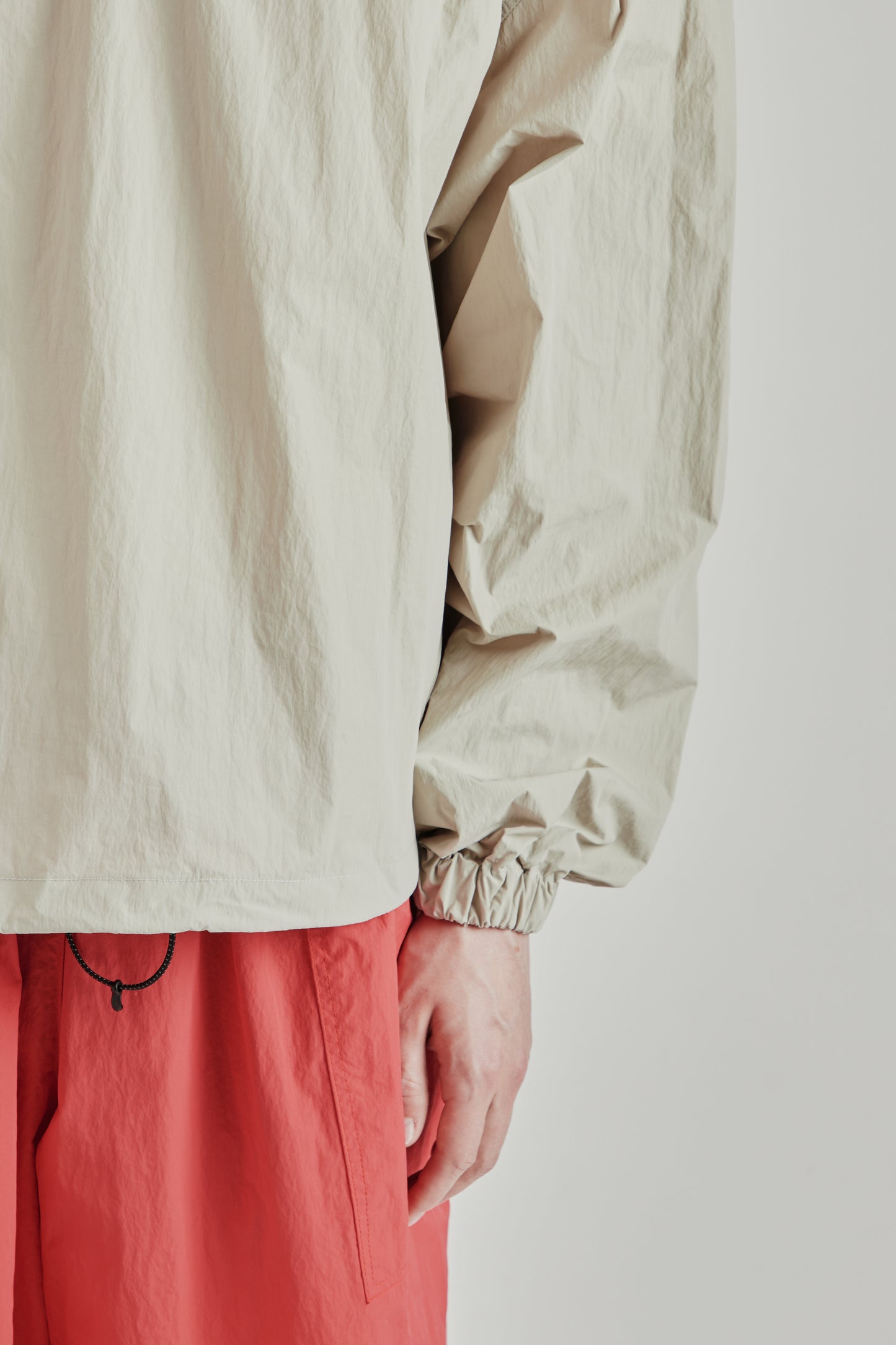 Back-Vent Nylon Crewneck - Beige