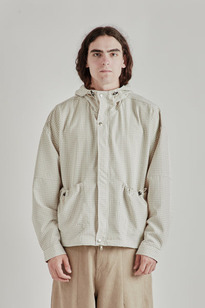 Estudio Niksen Bungee-Strap Checkered Jacket - Oatmeal | Wallace