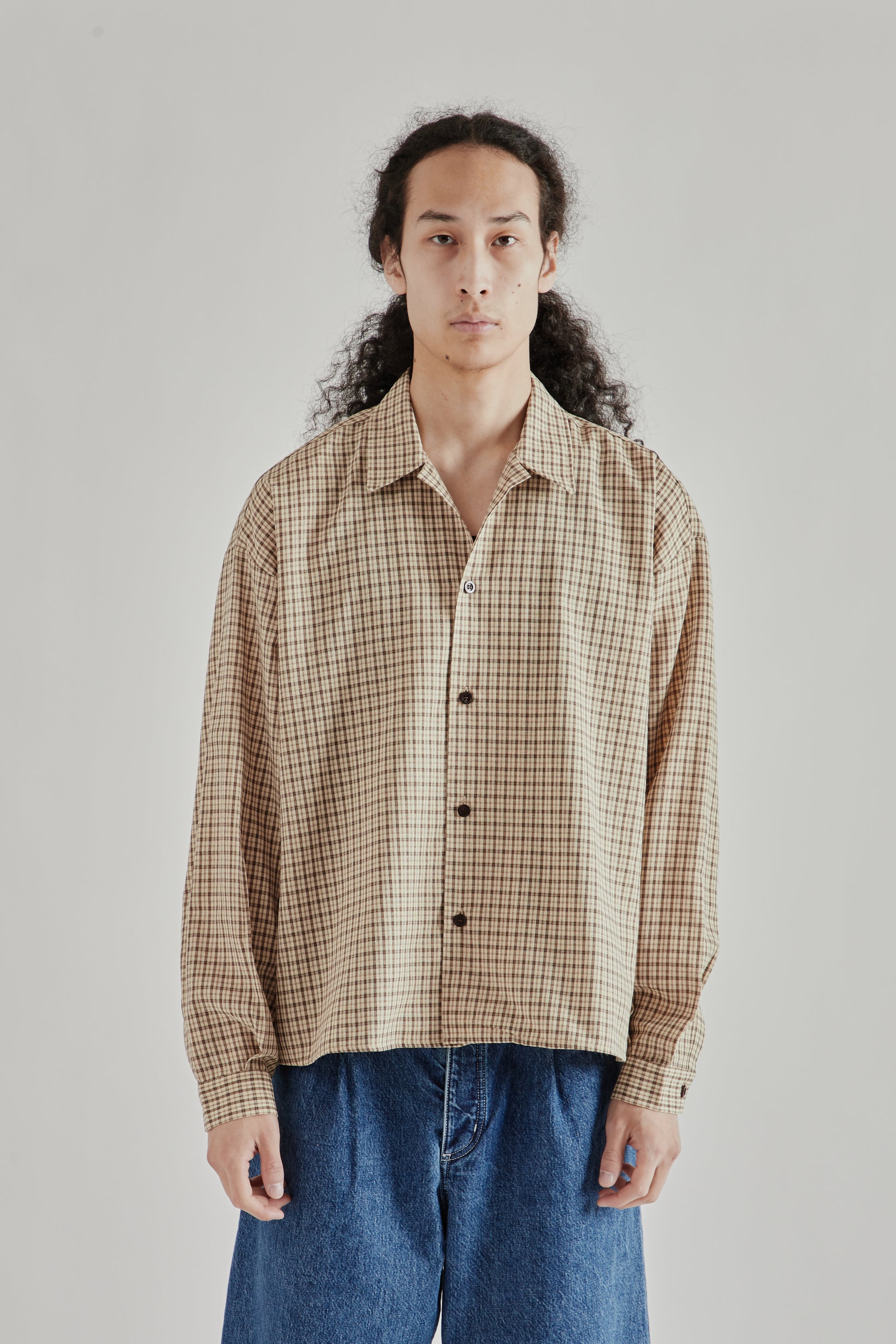 Estudio Niksen SS26 Checkered Boxy Shirt Checkered Cream0896