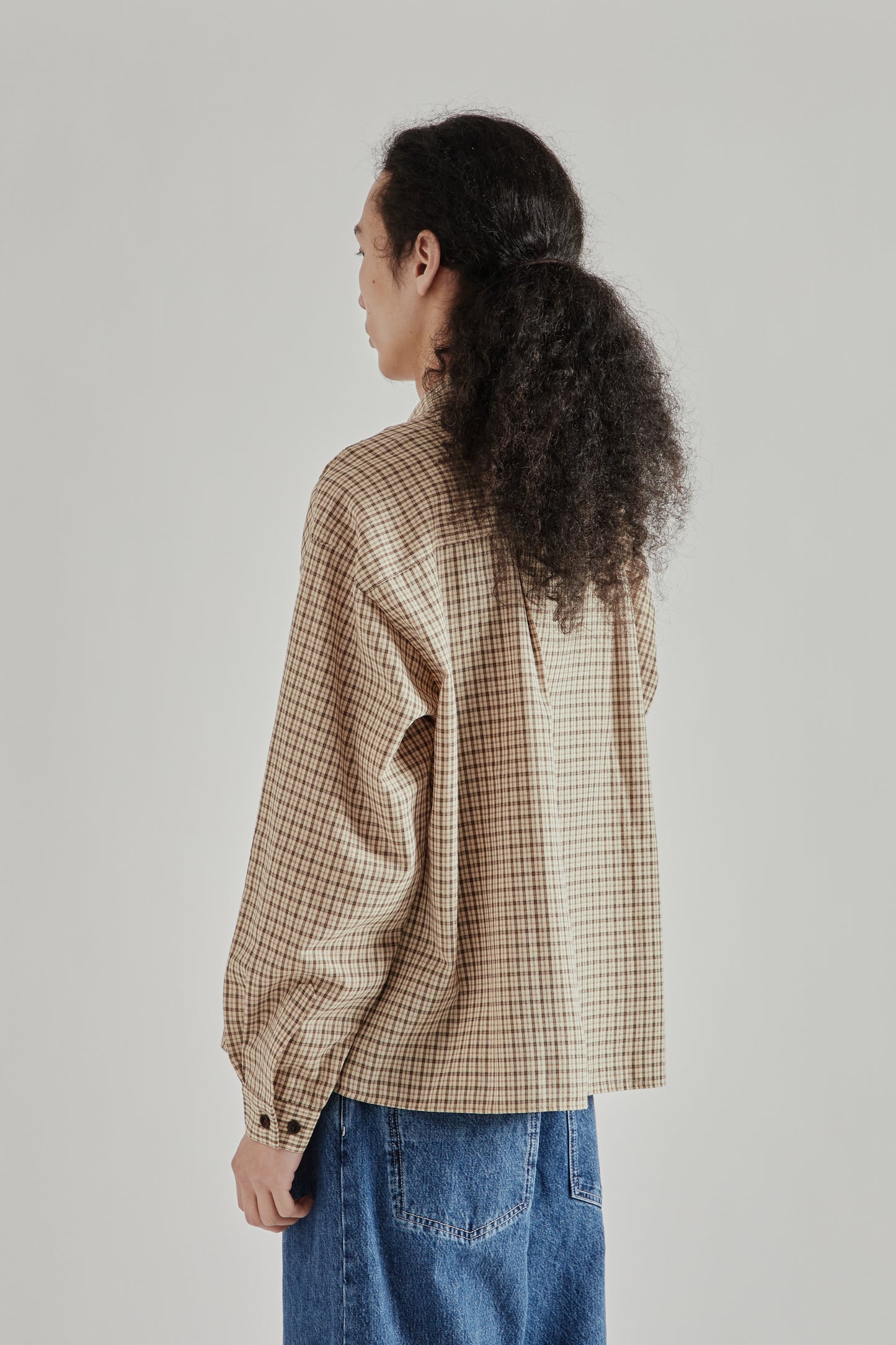 Estudio Niksen SS26 Checkered Boxy Shirt Checkered Cream0901