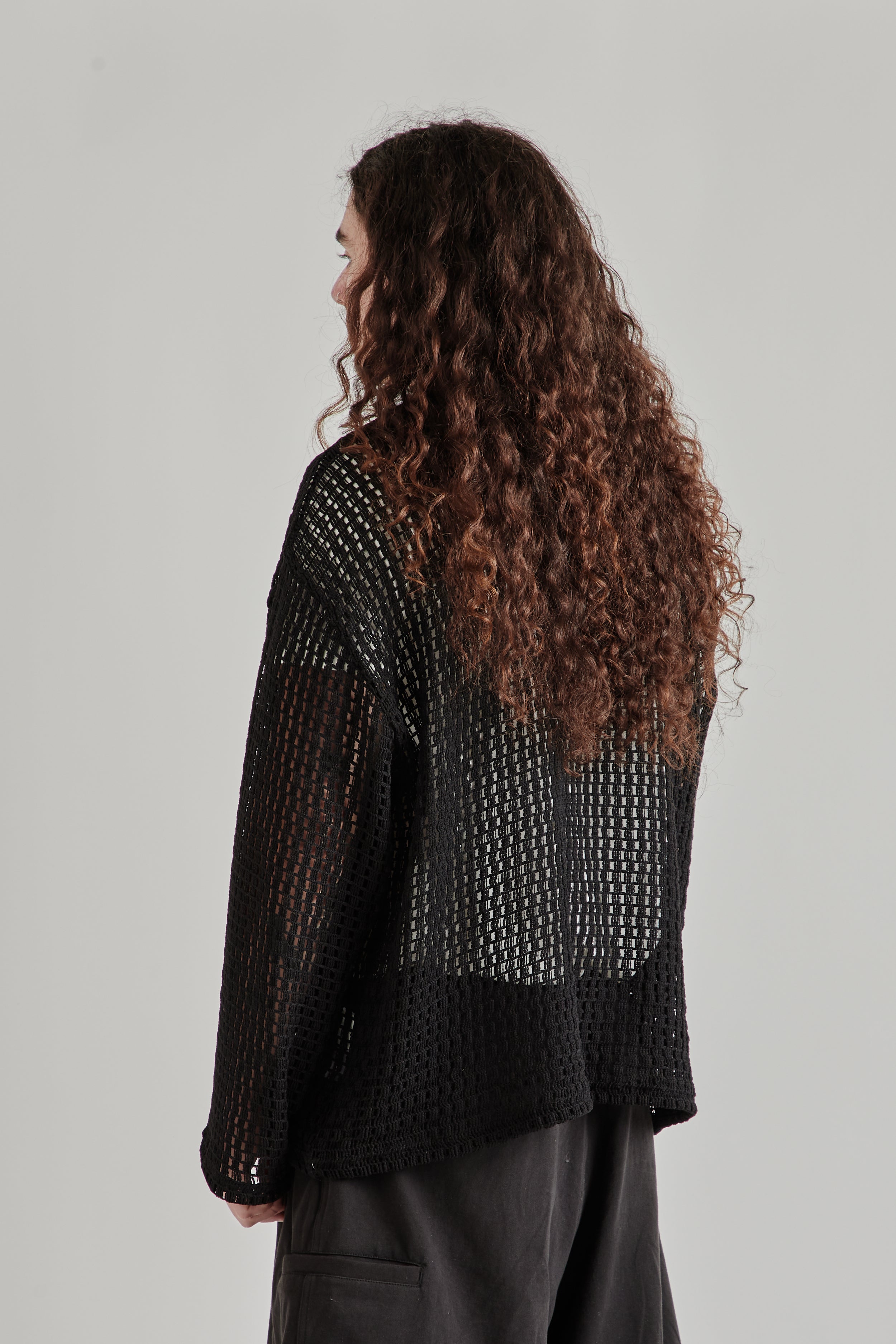 トップス BLACK PEACE NOW - decoration mesh knit Women's Hand Crochet Knit Peace Top in Black – SVRN