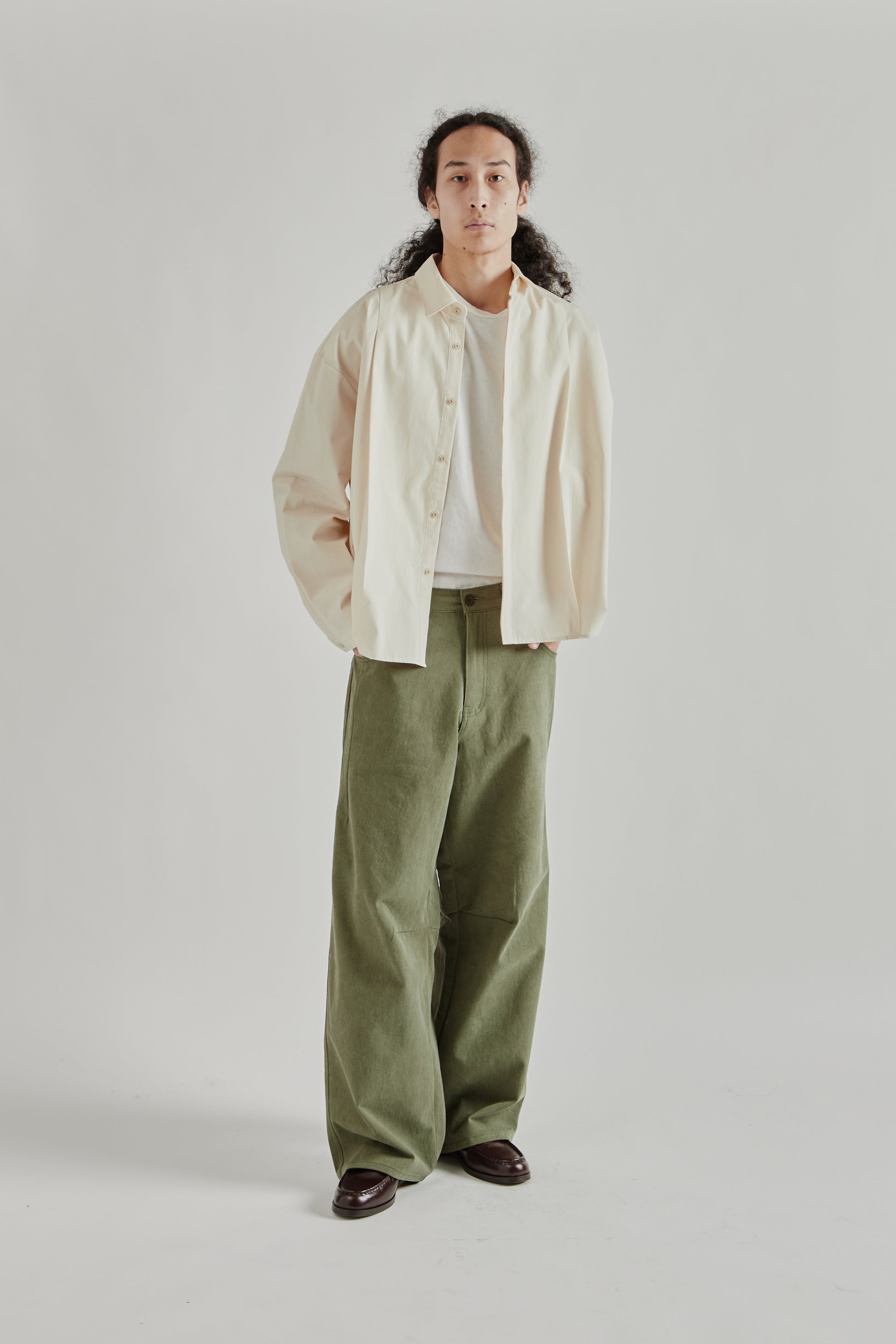 Estudio Niksen SS26 Half-Dart Maxi Jeans Khaki0957