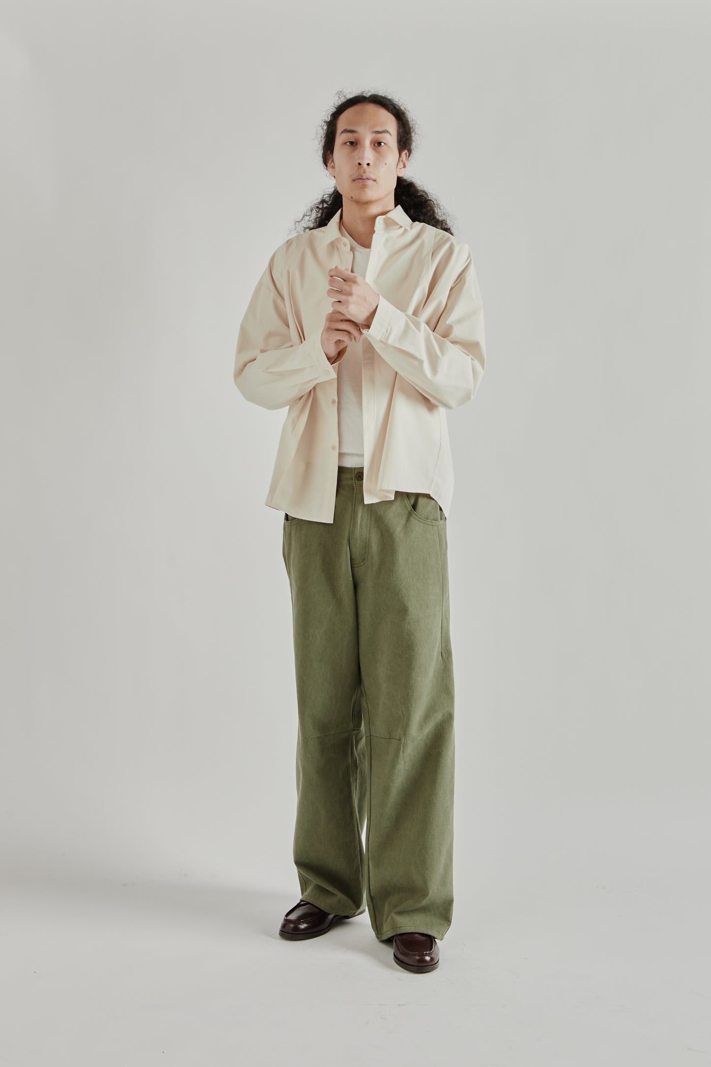 Estudio Niksen SS26 Half-Dart Maxi Jeans Khaki0962