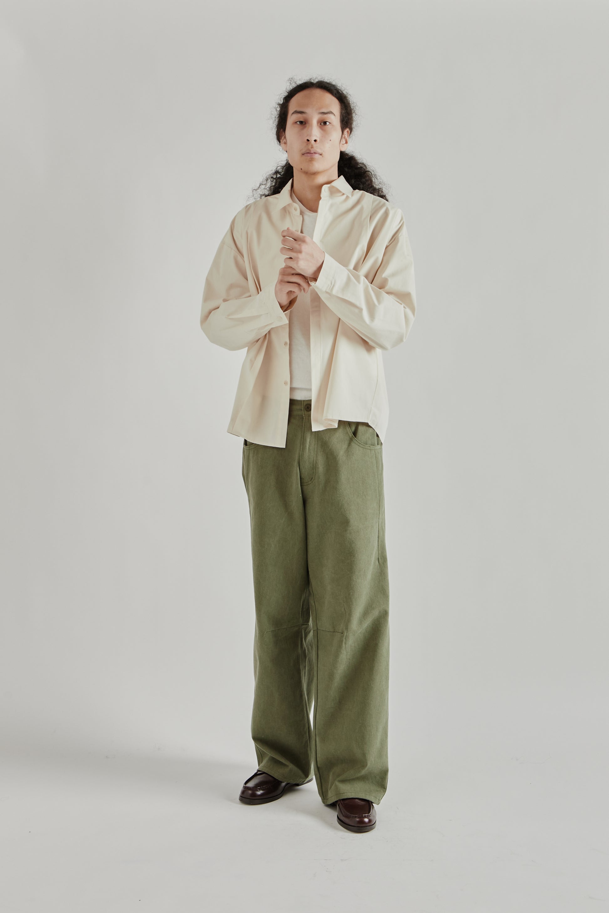 Estudio Niksen SS26 Half-Dart Maxi Jeans Khaki0962