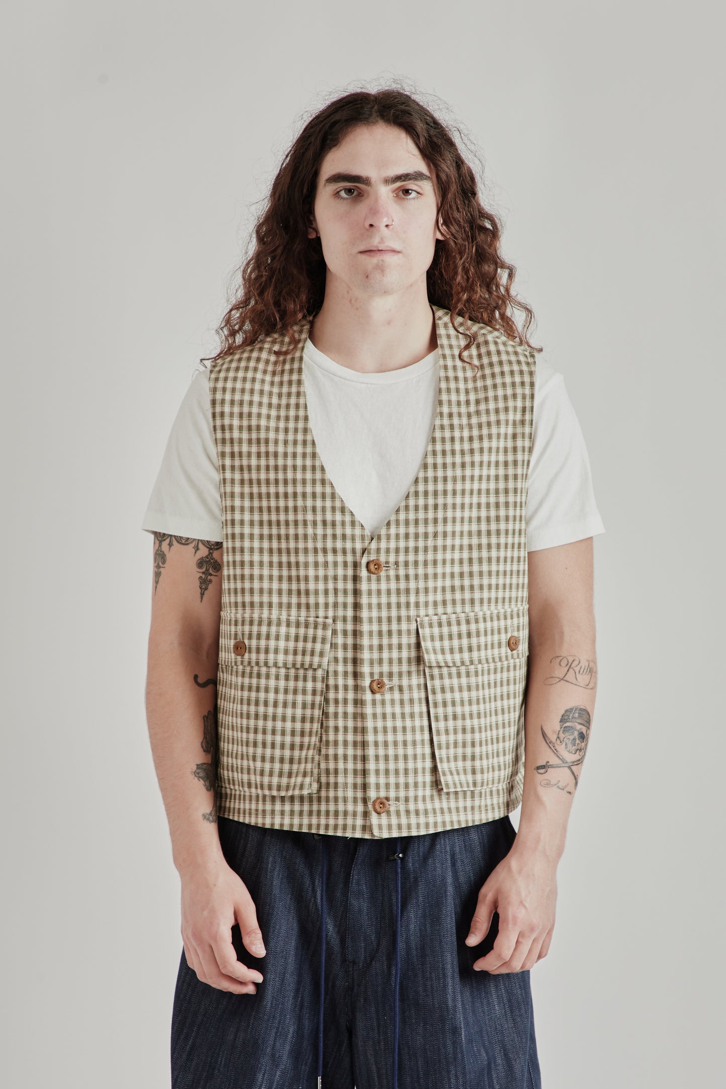 Estudio Niksen SS26 Light Pocket Vest Checkered0113