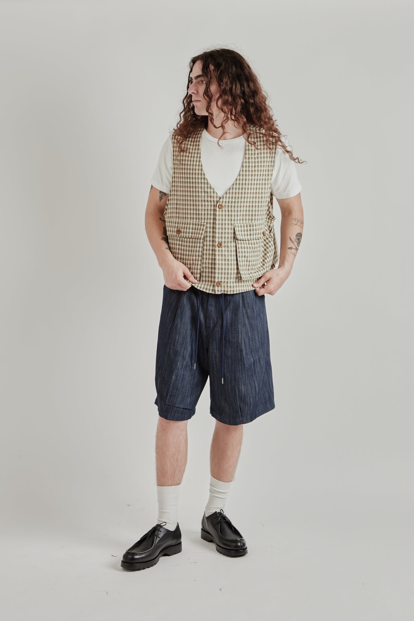 Estudio Niksen SS26 Light Pocket Vest Checkered0138