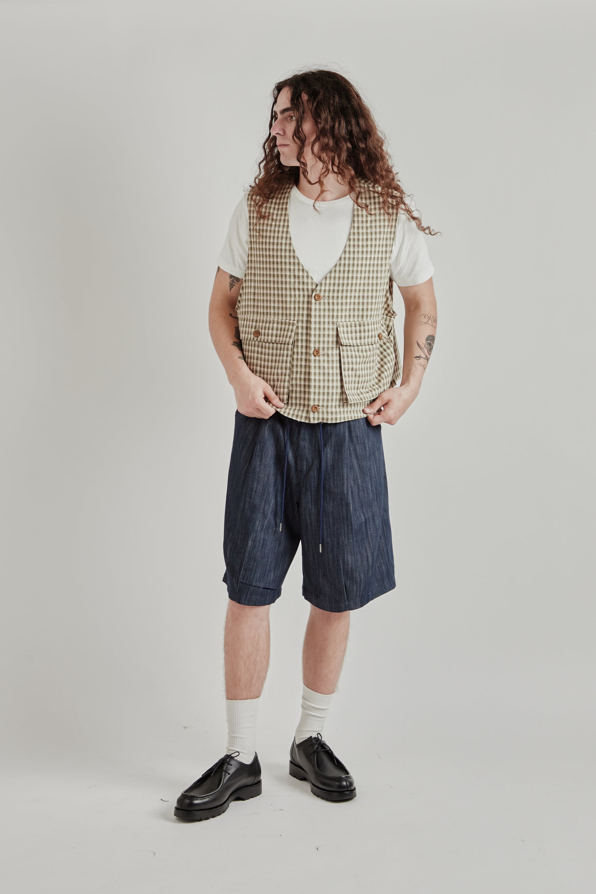 Estudio Niksen SS26 Light Pocket Vest Checkered0138