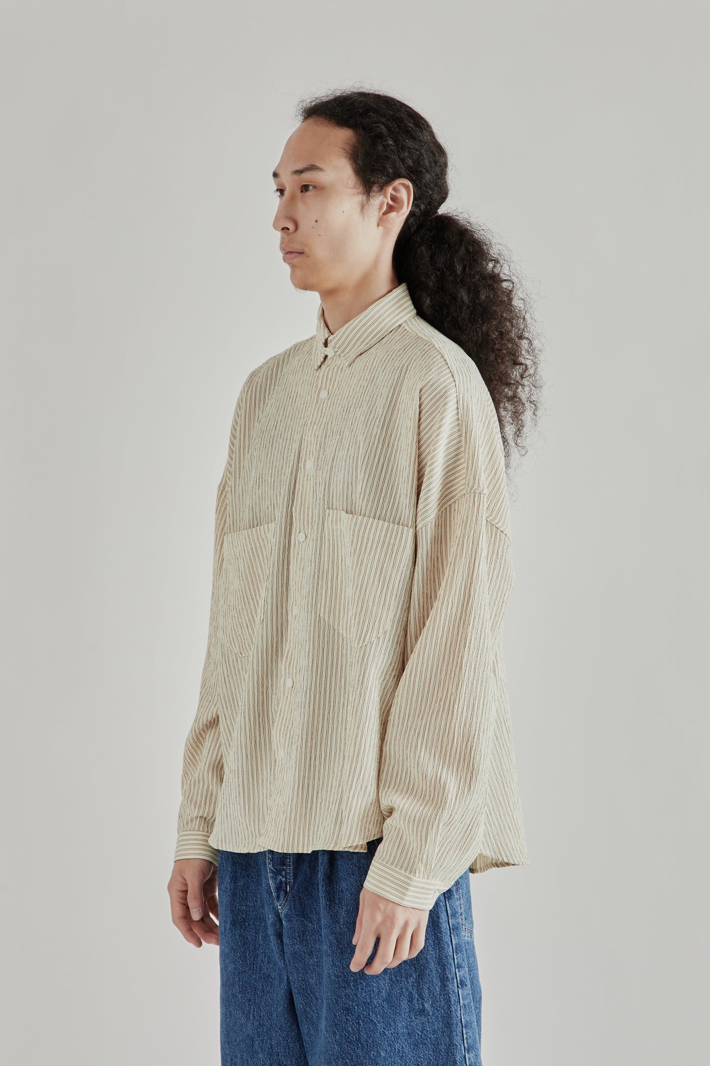 Estudio Niksen SS26 Oxford Balloon Shirt Brown Stripe0922