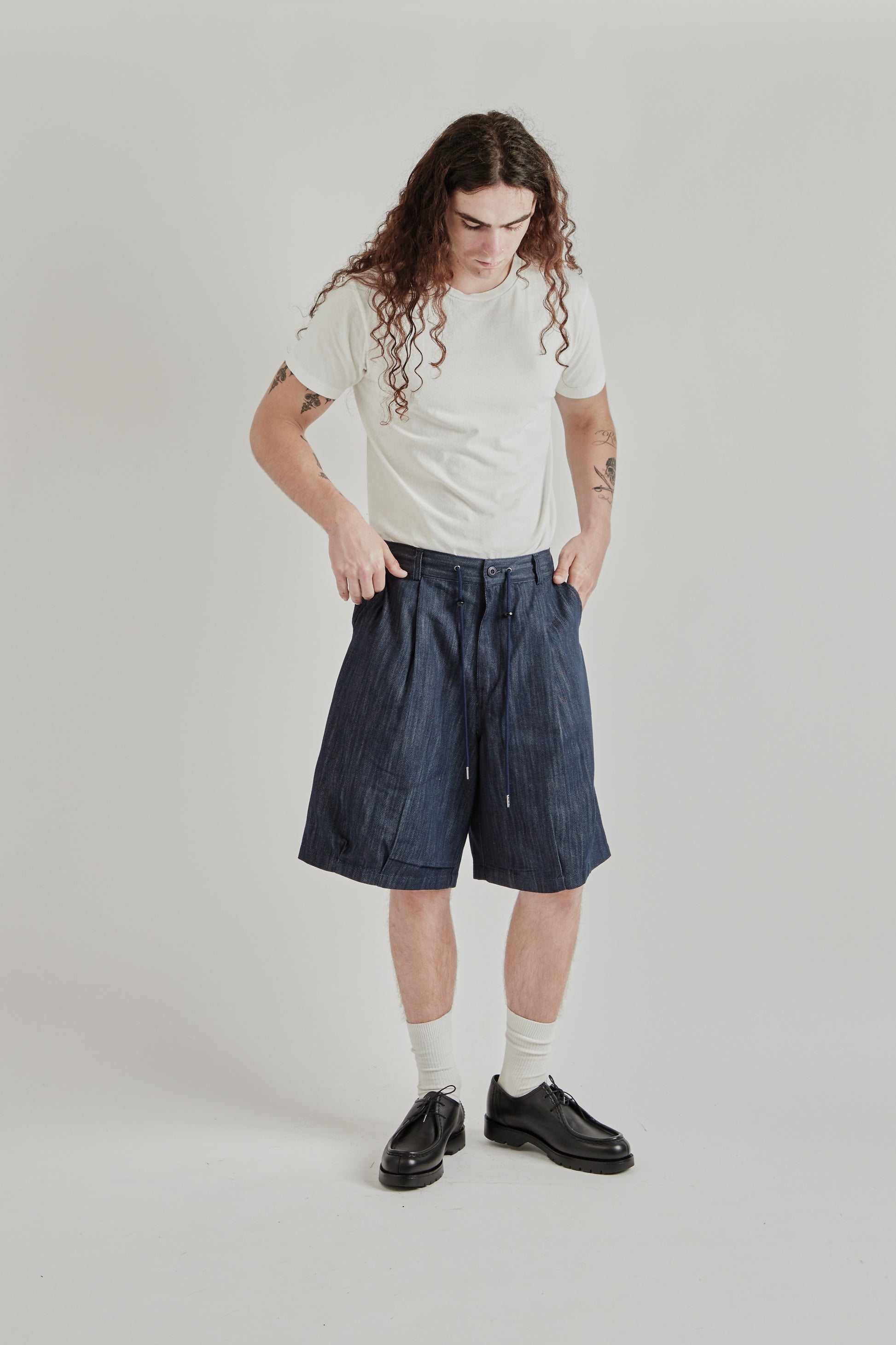 Estudio Niksen SS26 Stopper Denim Bermudas Indigo0021
