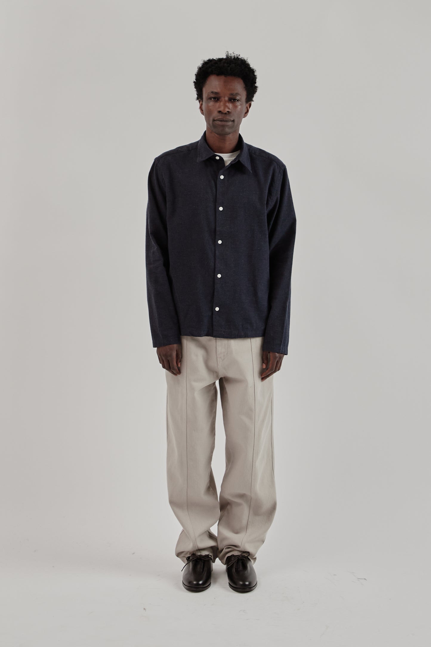 Fairly Normal FW25 Box Shirt Graph Check Navy 1