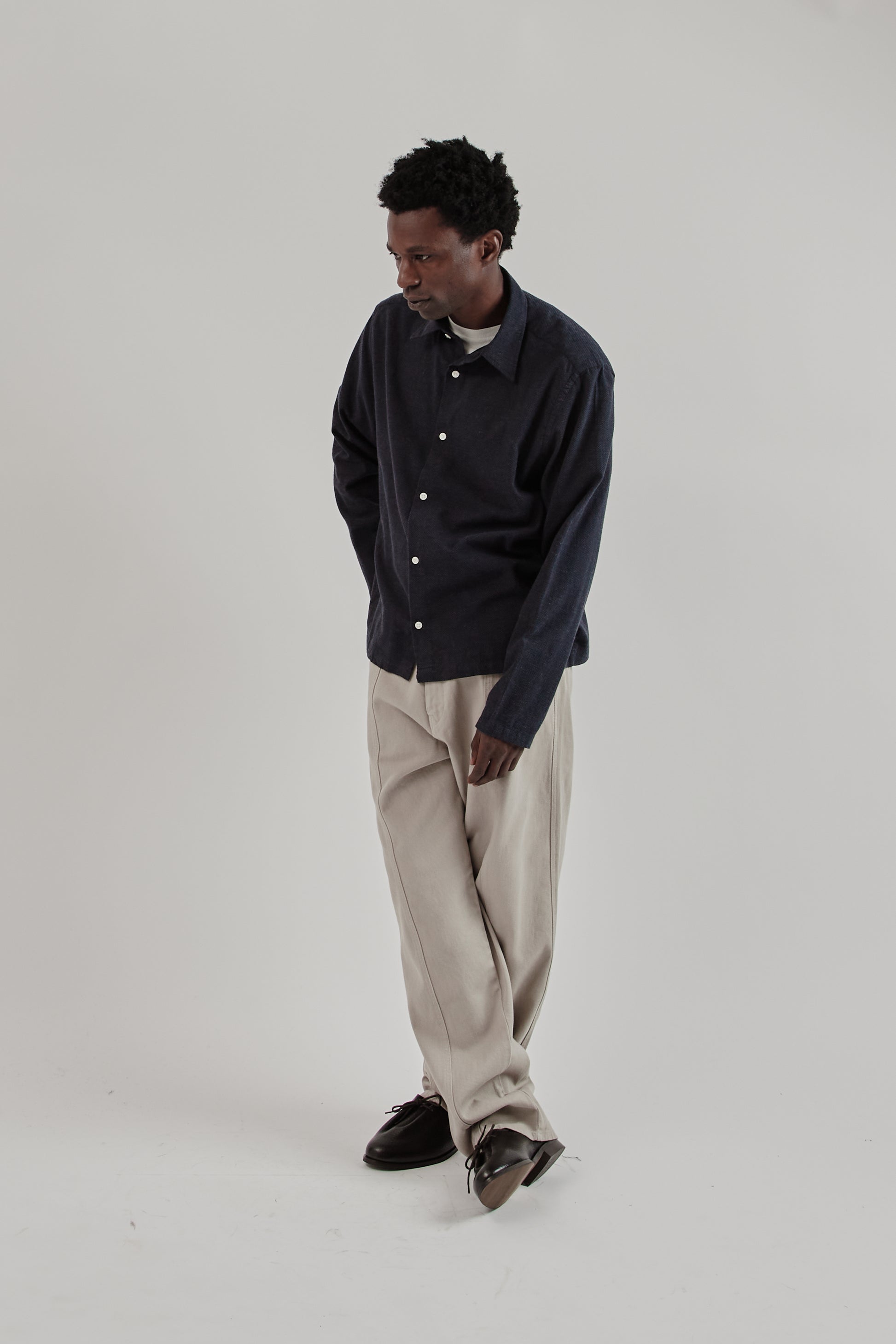 Fairly Normal FW25 Box Shirt Graph Check Navy 10