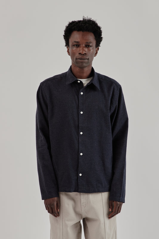 Fairly Normal FW25 Box Shirt Graph Check Navy 2