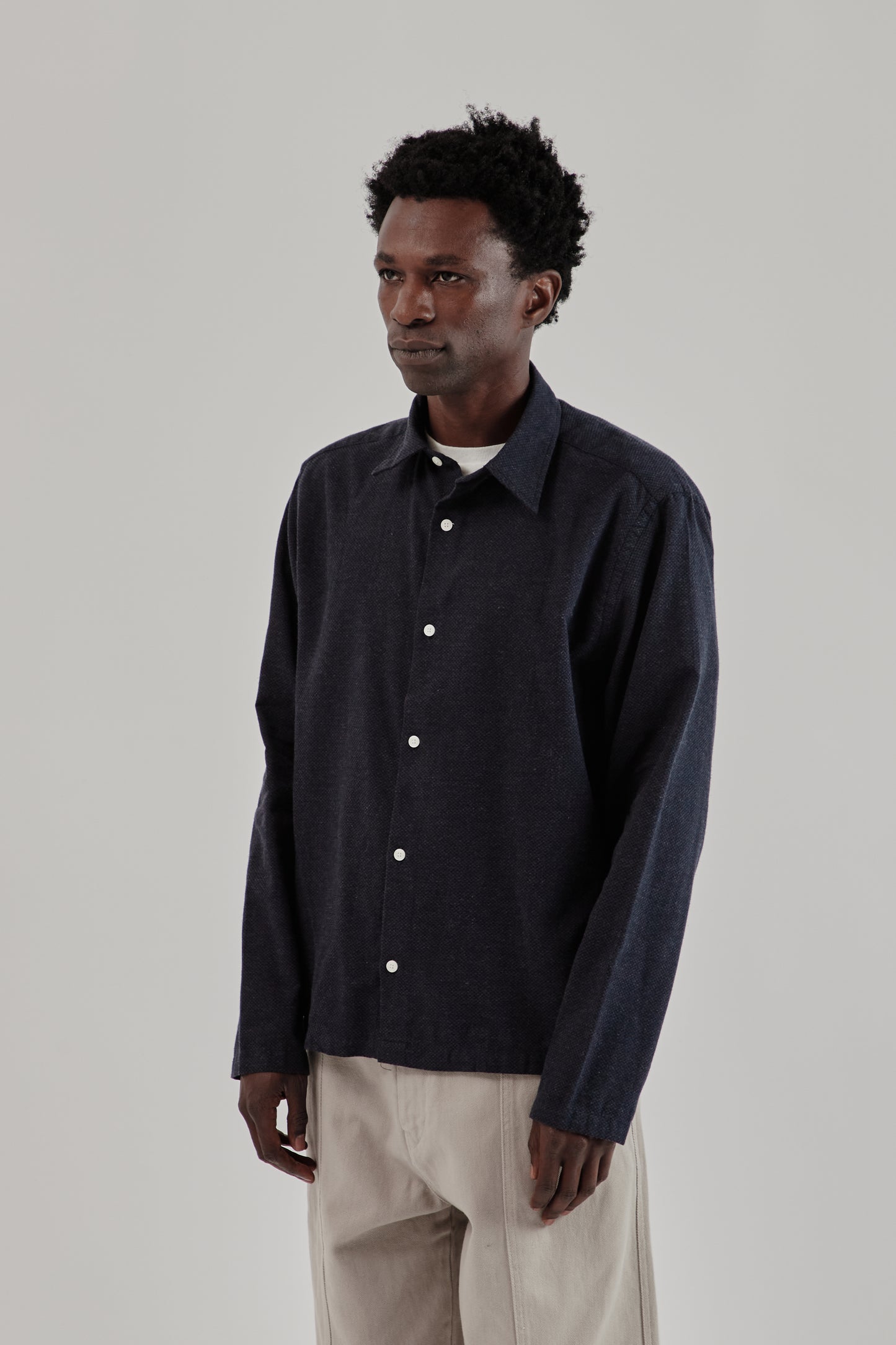 Fairly Normal FW25 Box Shirt Graph Check Navy 3