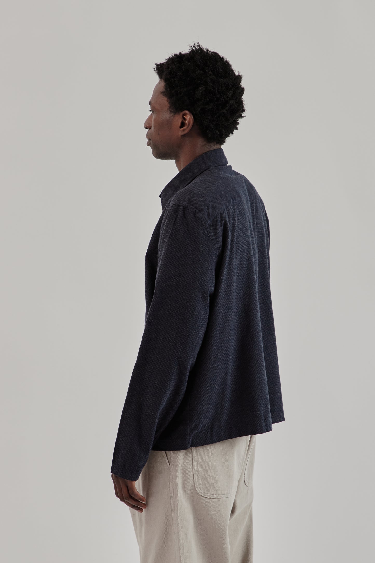 Fairly Normal FW25 Box Shirt Graph Check Navy 4