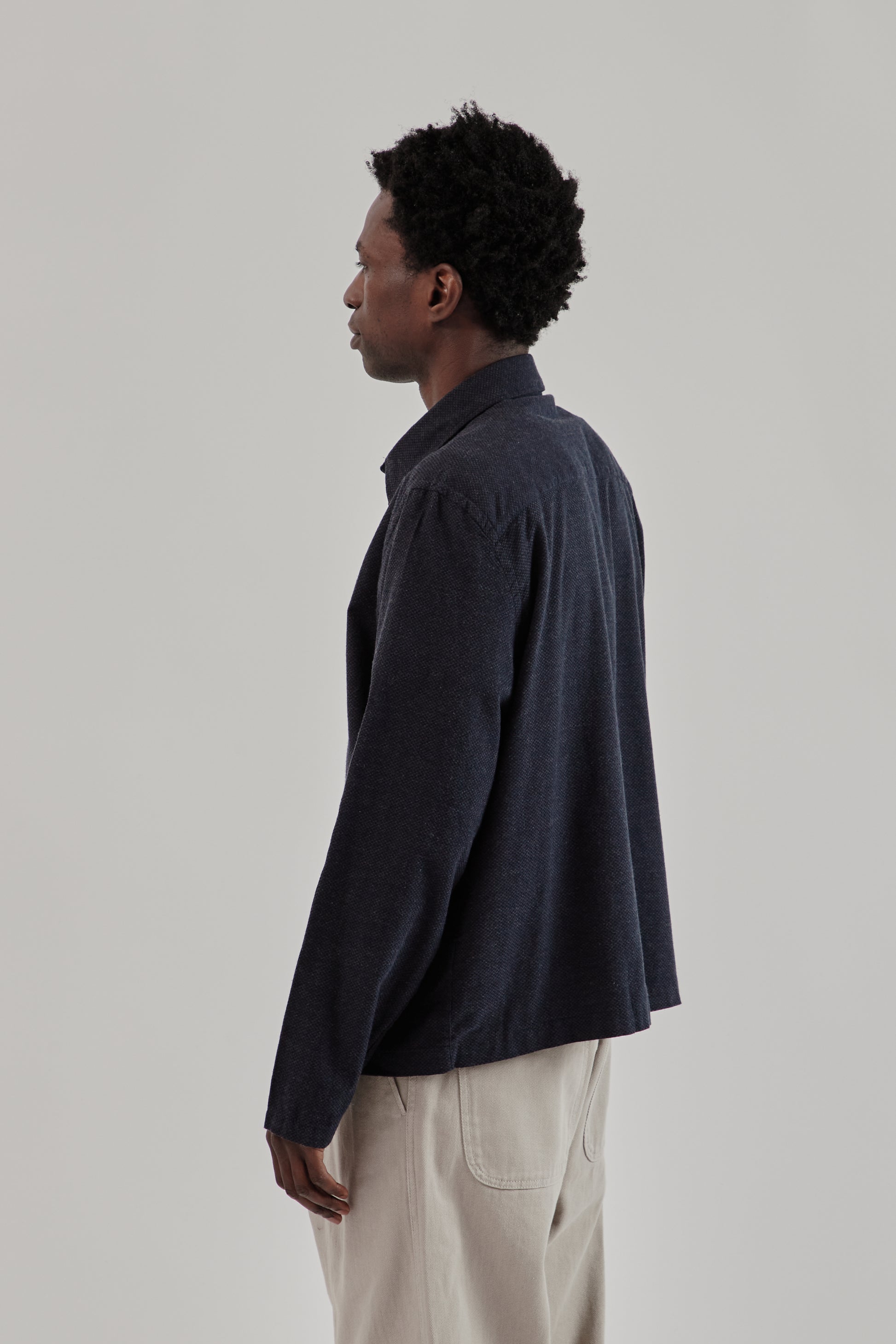 Fairly Normal FW25 Box Shirt Graph Check Navy 4