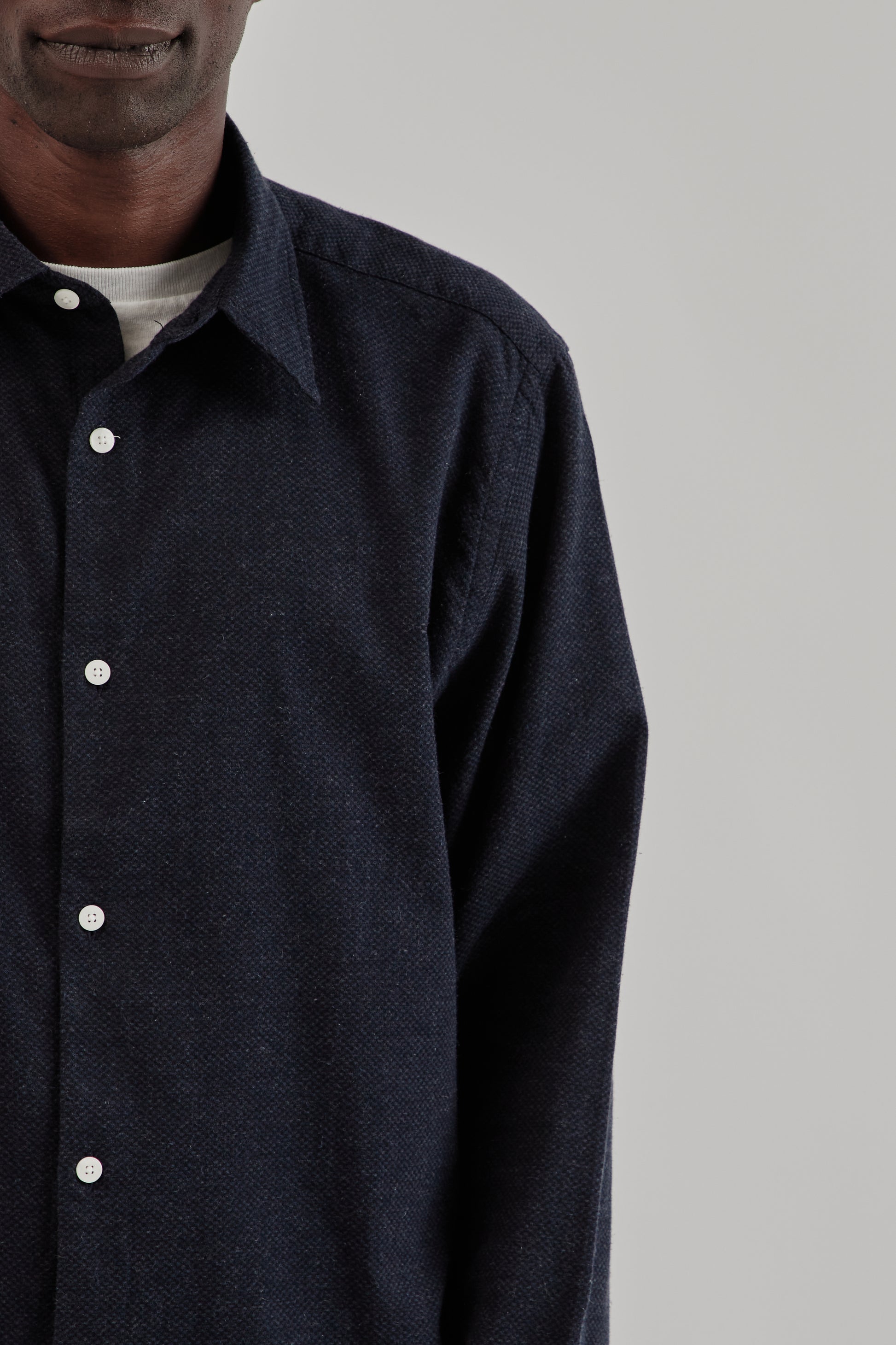 Fairly Normal FW25 Box Shirt Graph Check Navy 7