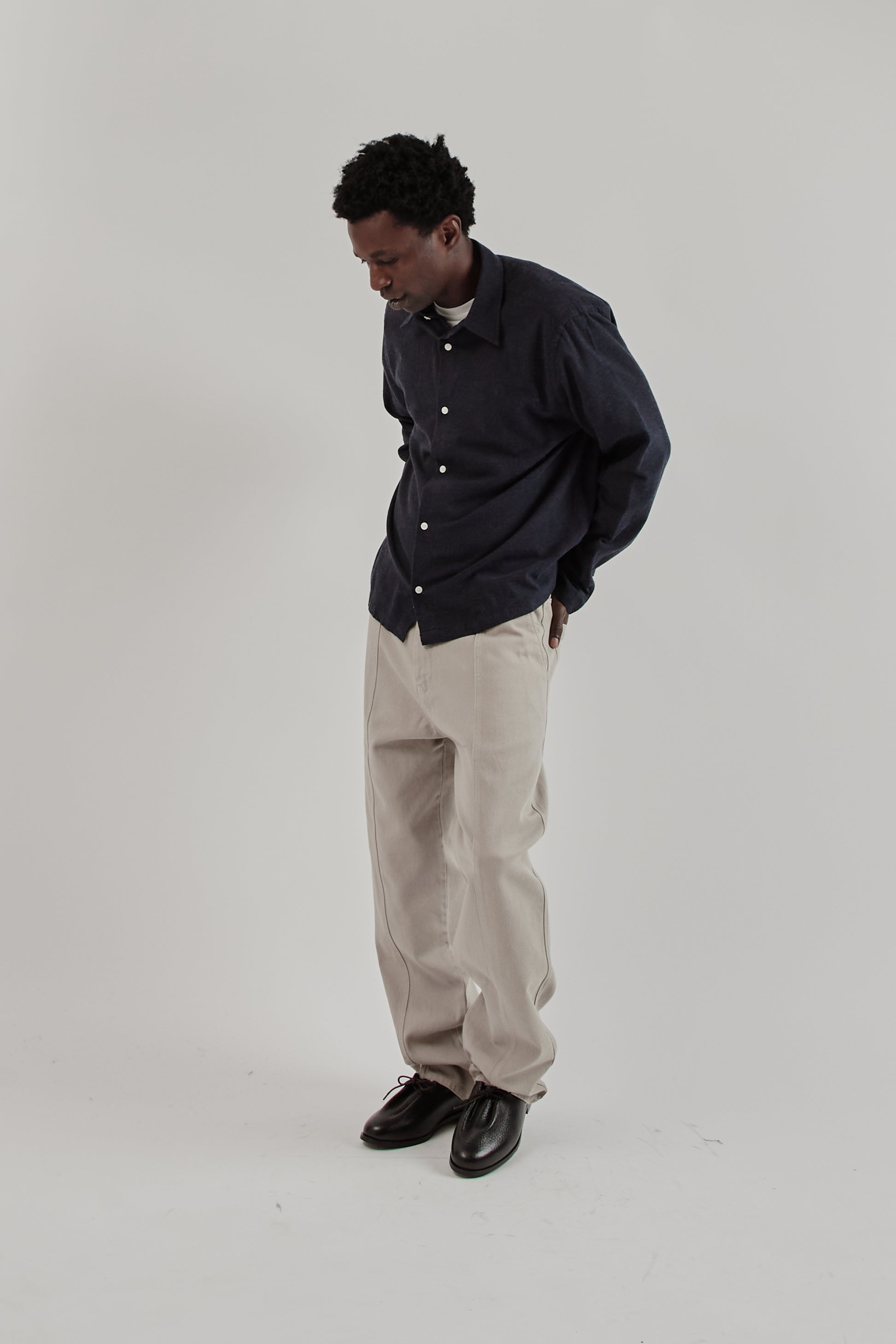 Fairly Normal FW25 Box Shirt Graph Check Navy 9