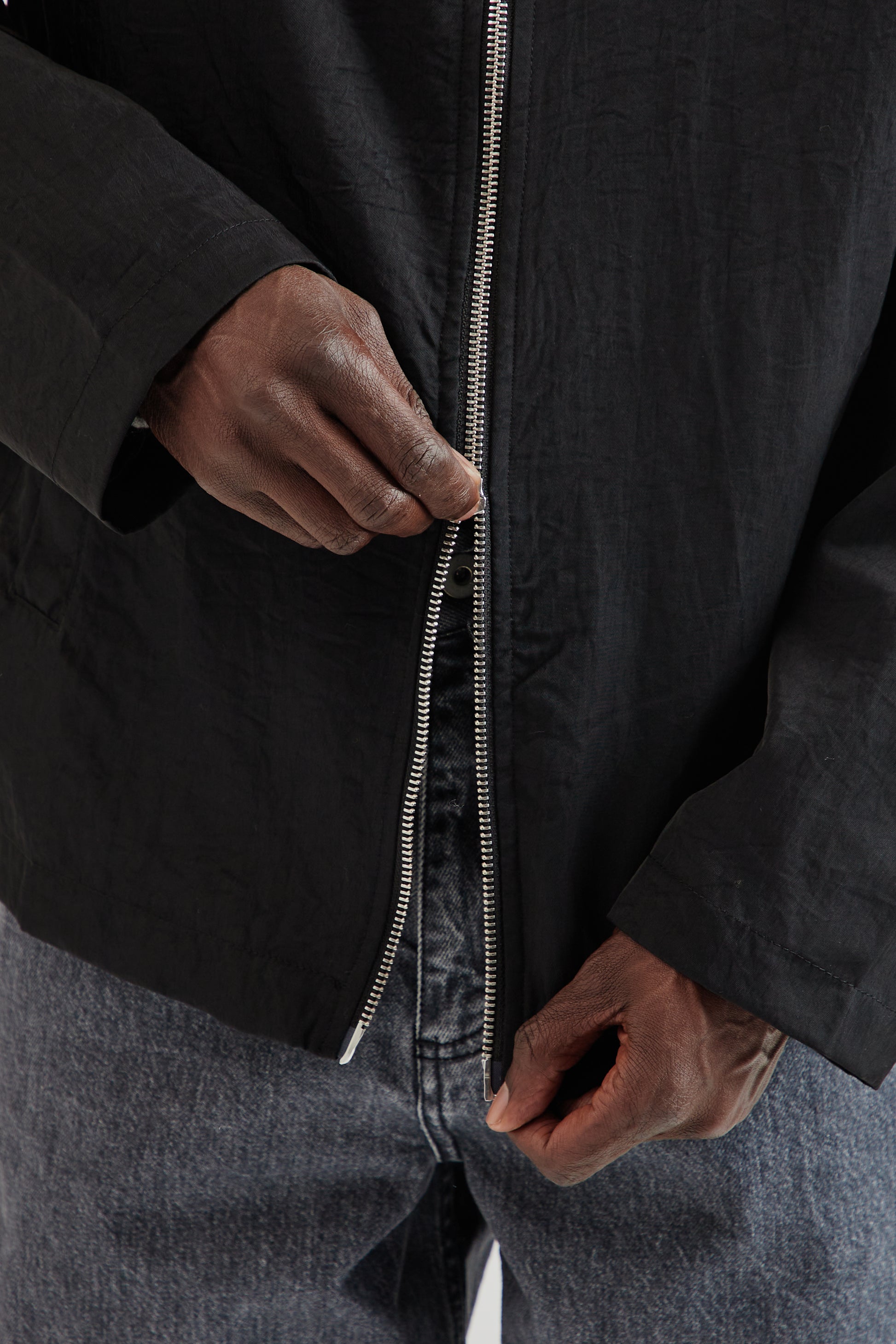 Fairly Normal FW25 Double Zip Jacket Nylon Black10