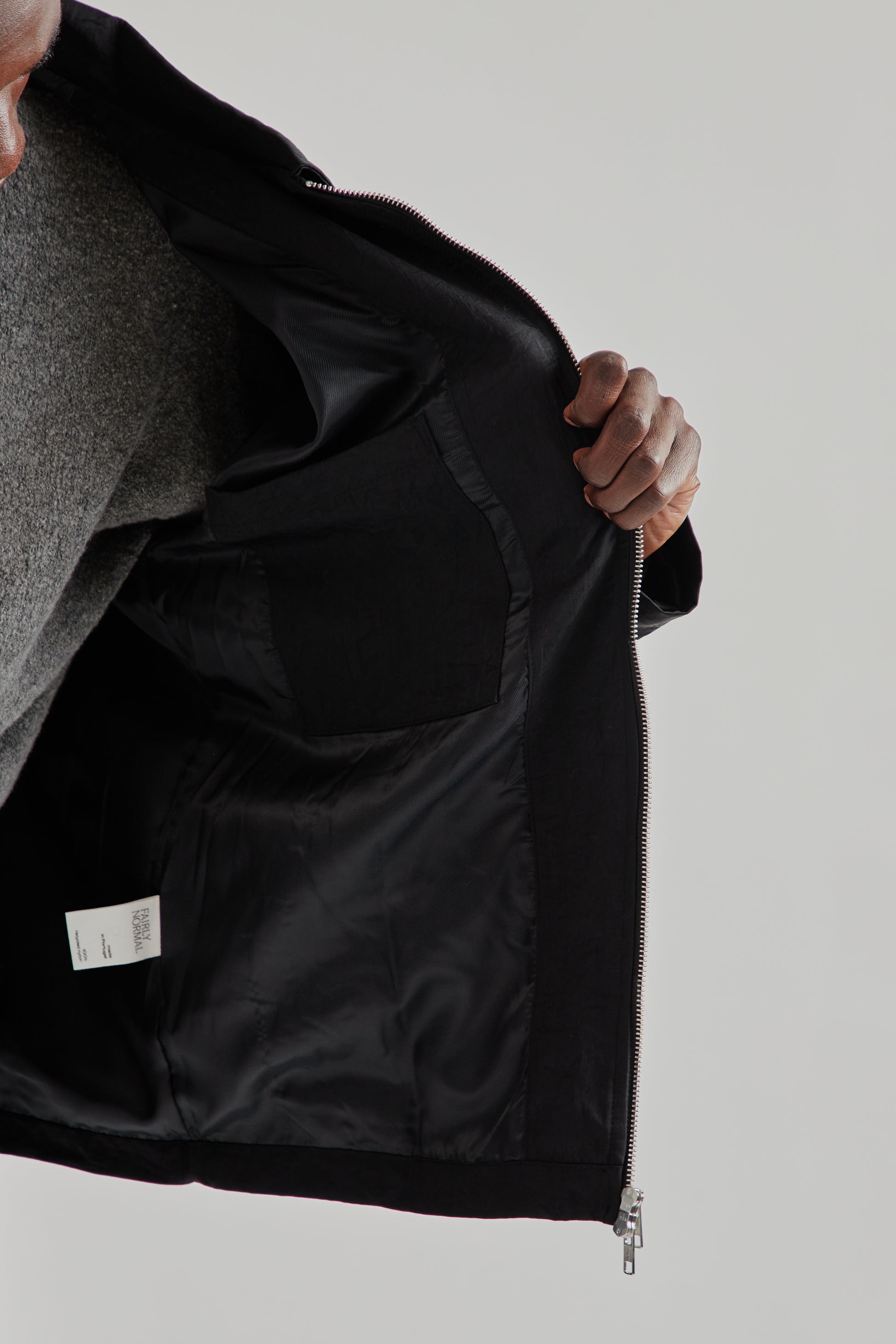 Fairly Normal FW25 Double Zip Jacket Nylon Black11