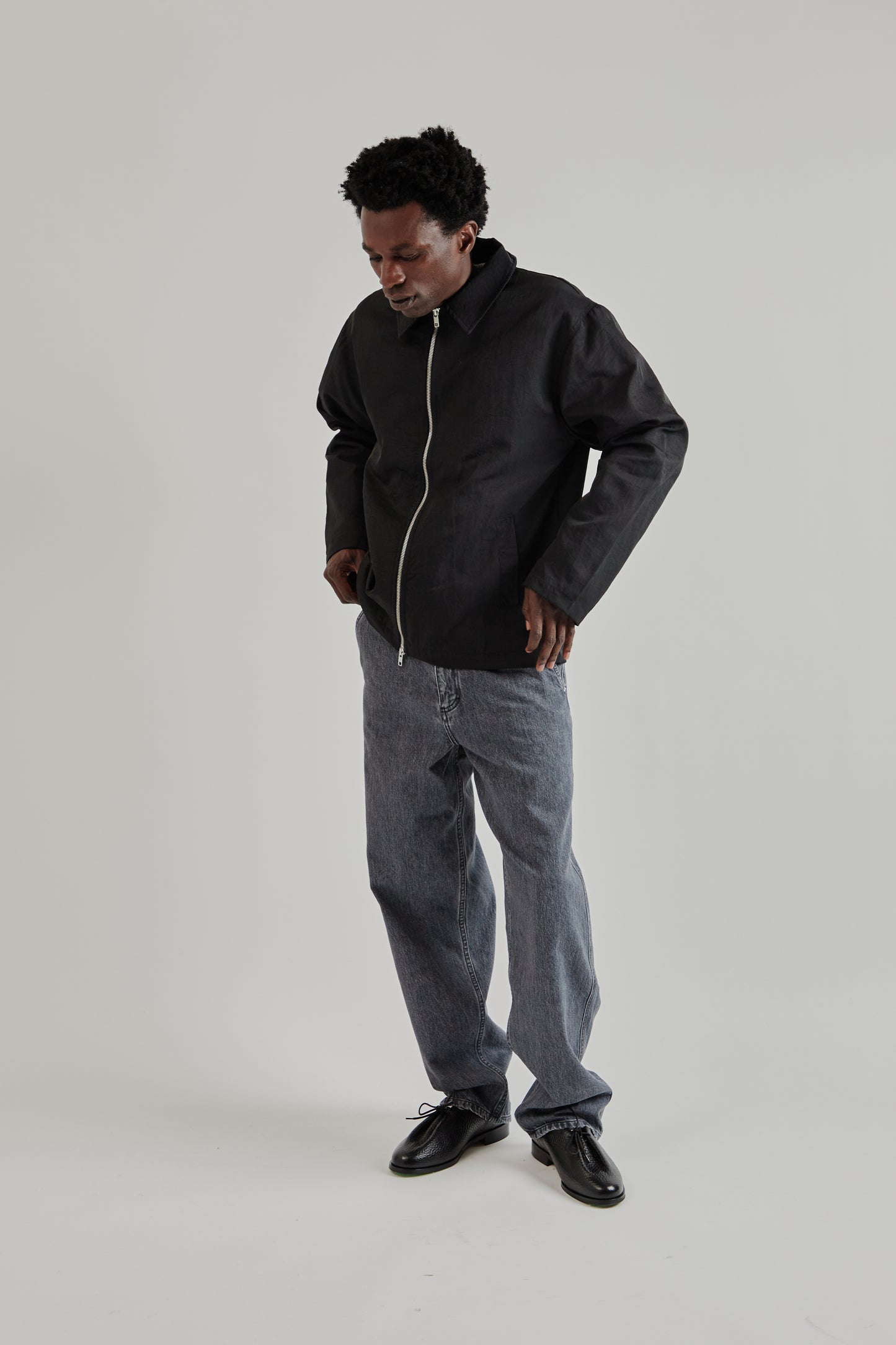 Fairly Normal FW25 Double Zip Jacket Nylon Black13