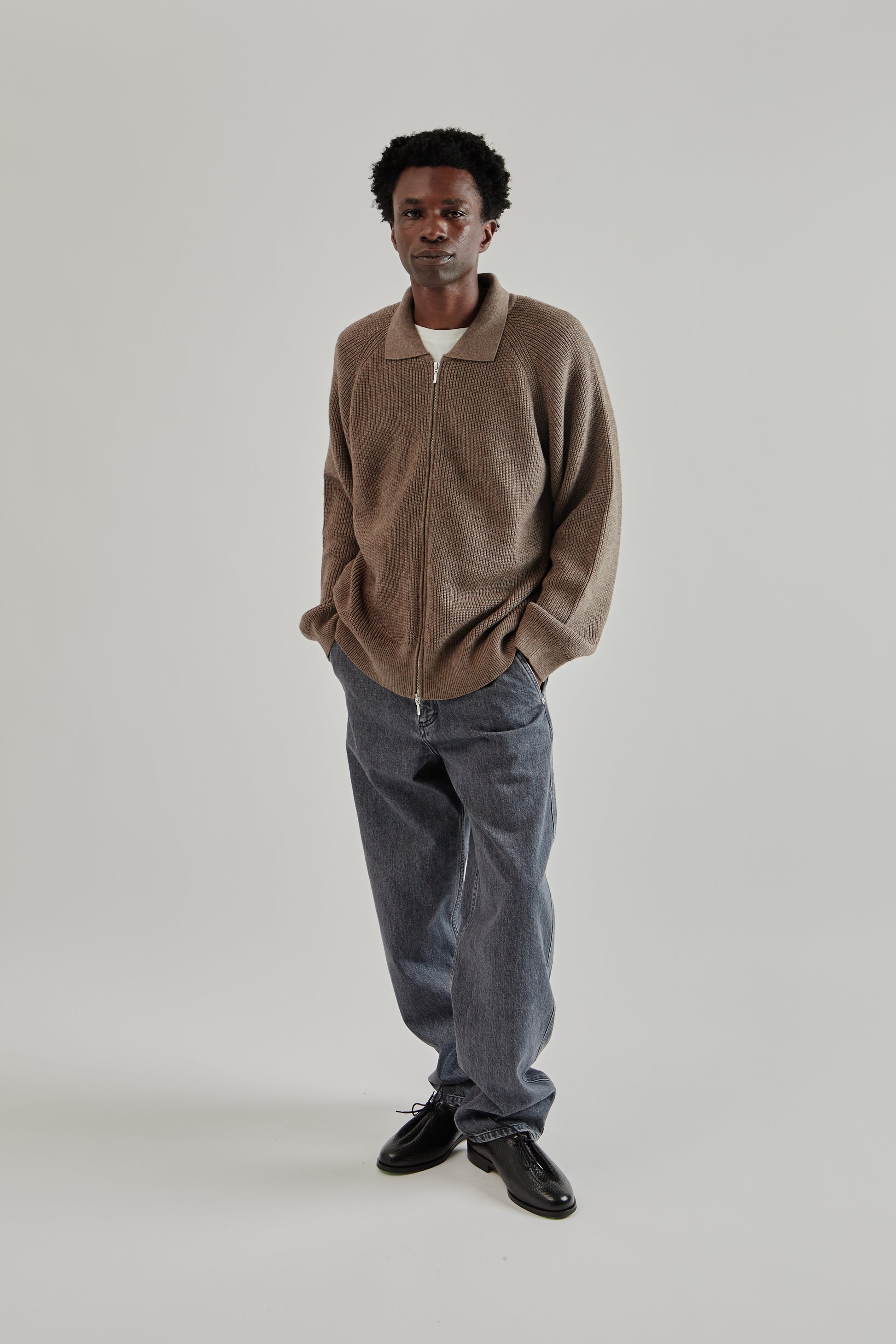 Fairly Normal FW25 Knit Zip Up Brown10