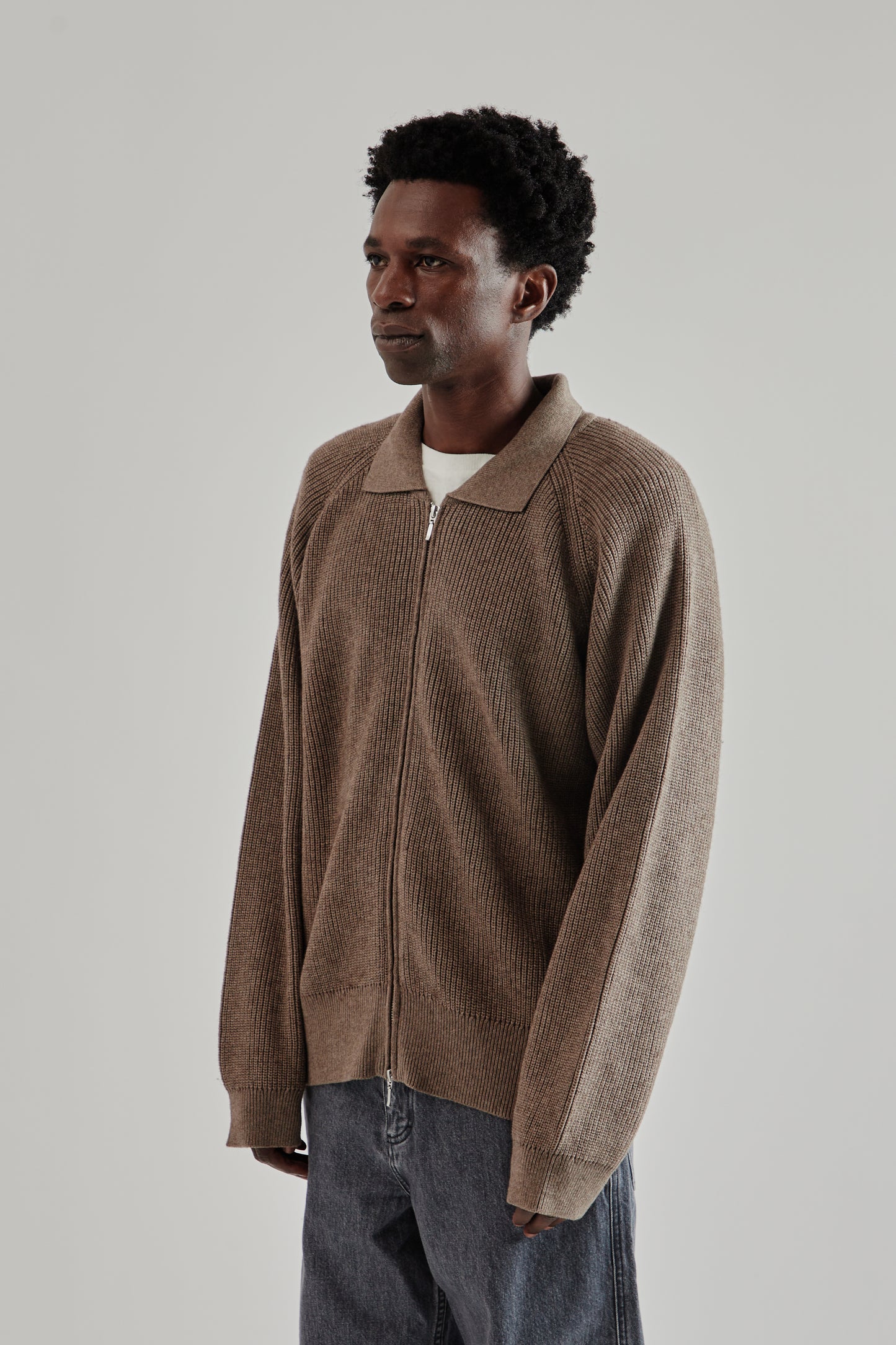 Fairly Normal FW25 Knit Zip Up Brown3
