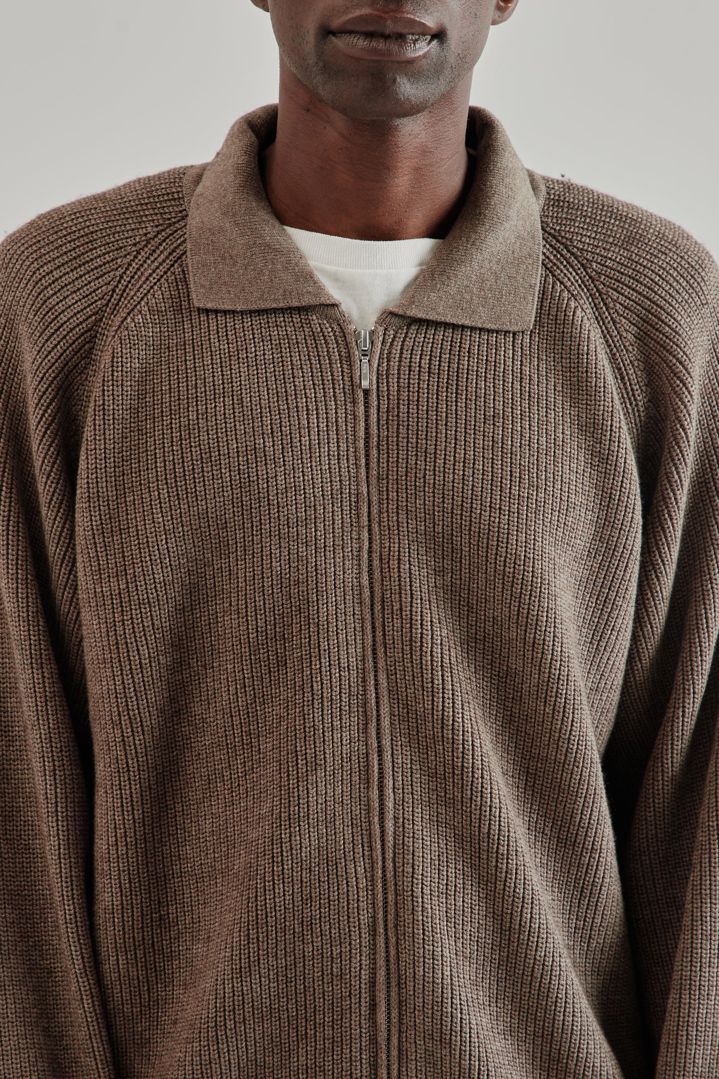 Fairly Normal FW25 Knit Zip Up Brown6