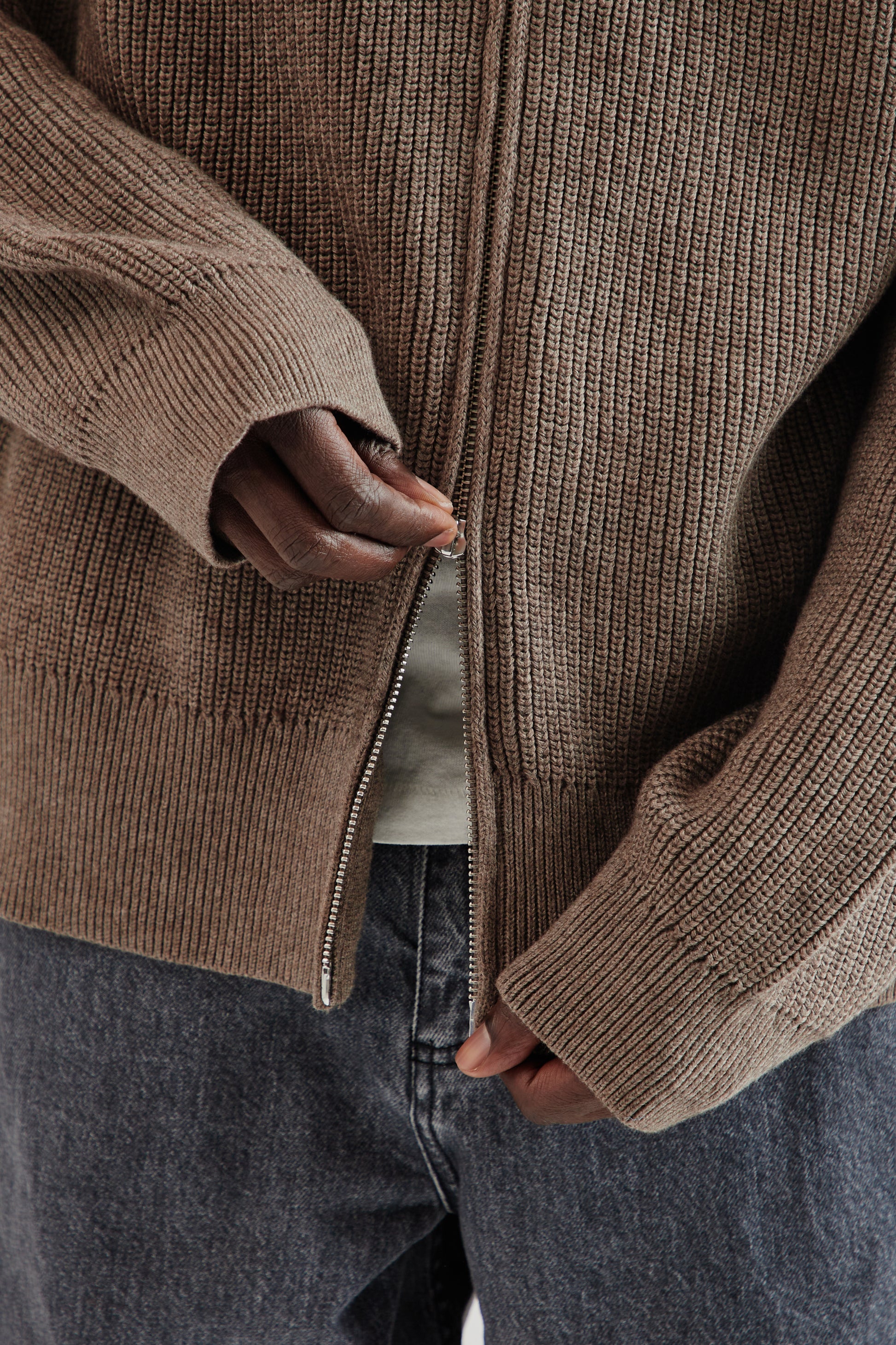 Fairly Normal FW25 Knit Zip Up Brown9