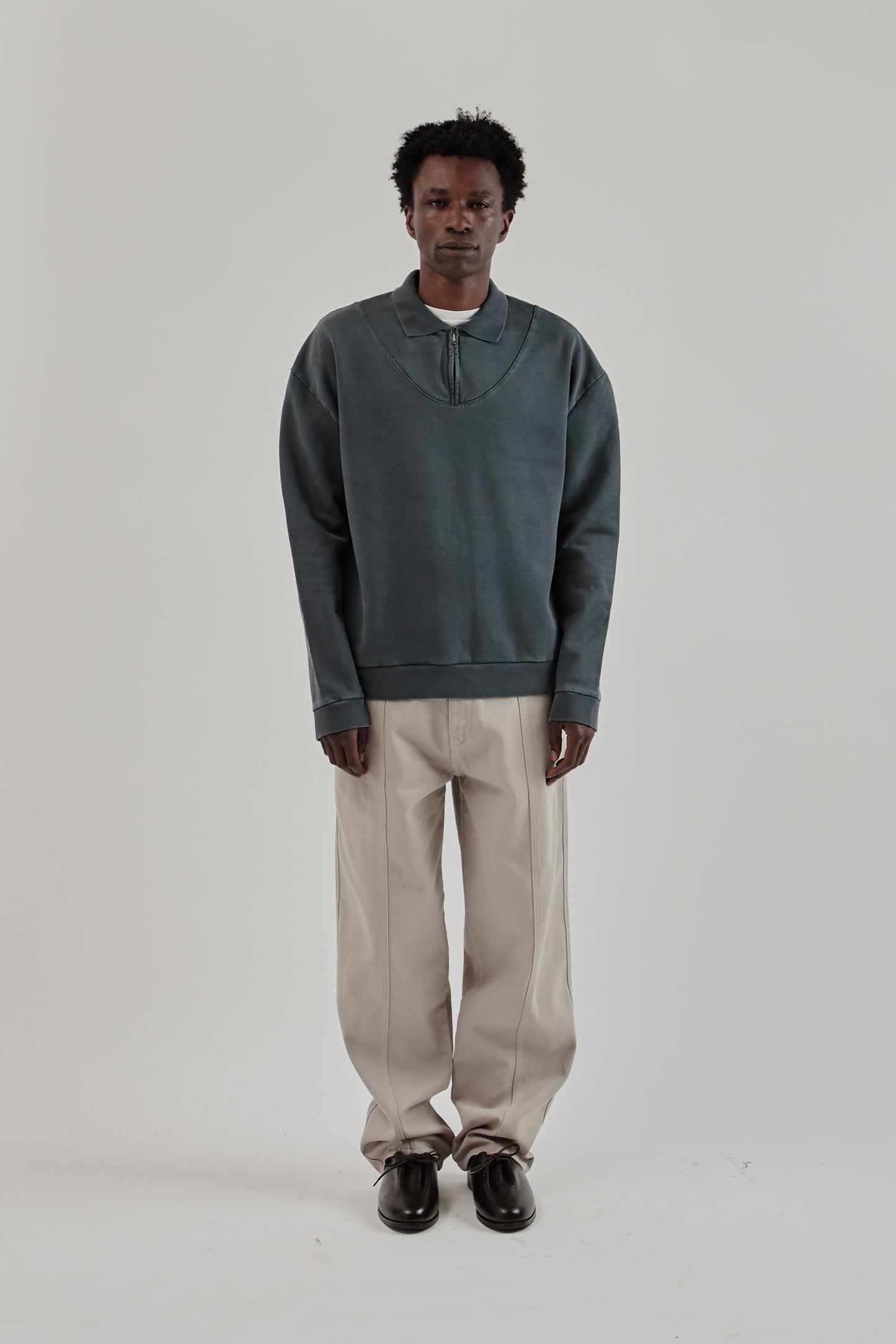 Polo Sweatshirt - Washed Black