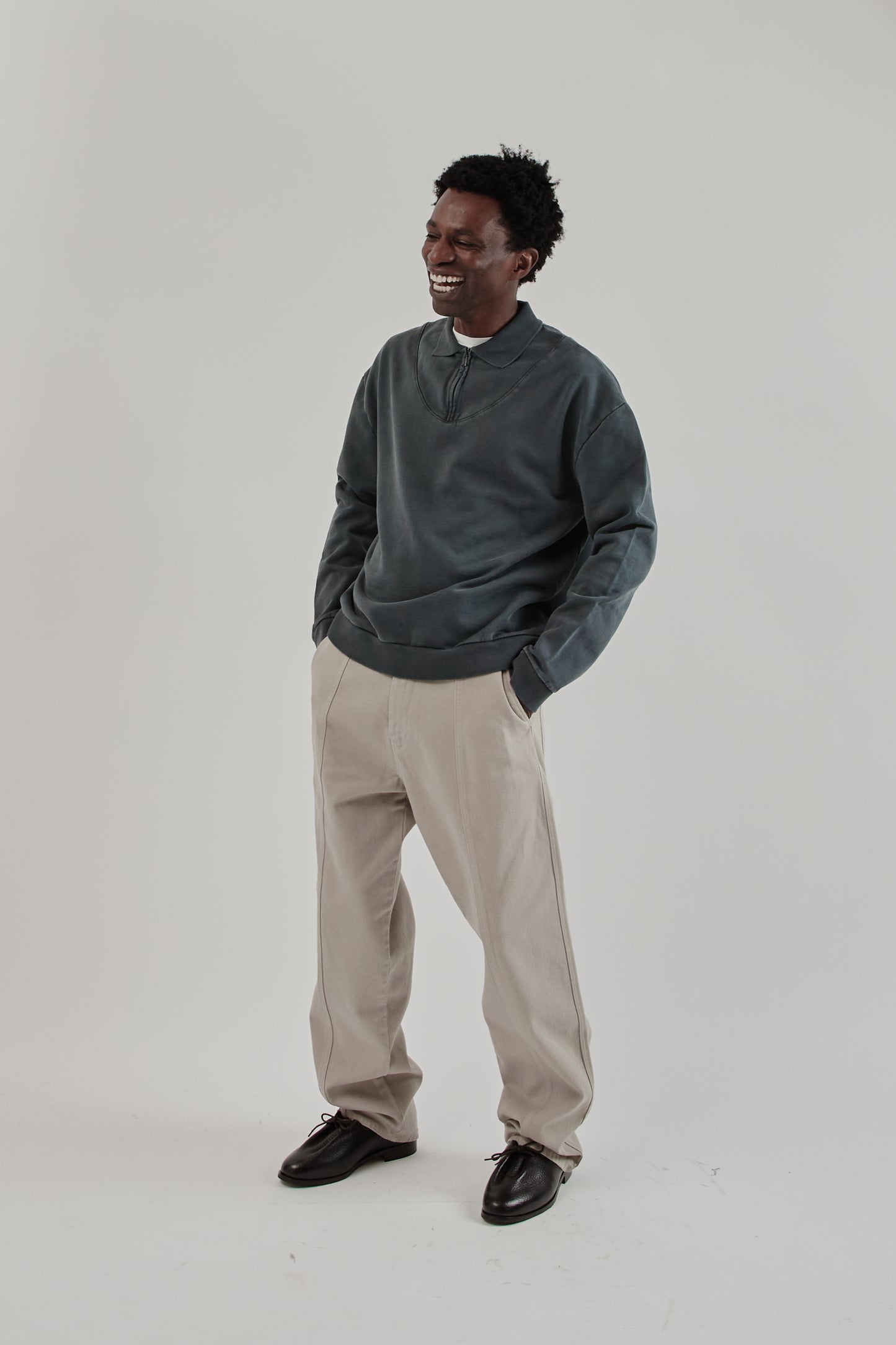 Polo Sweatshirt - Washed Black