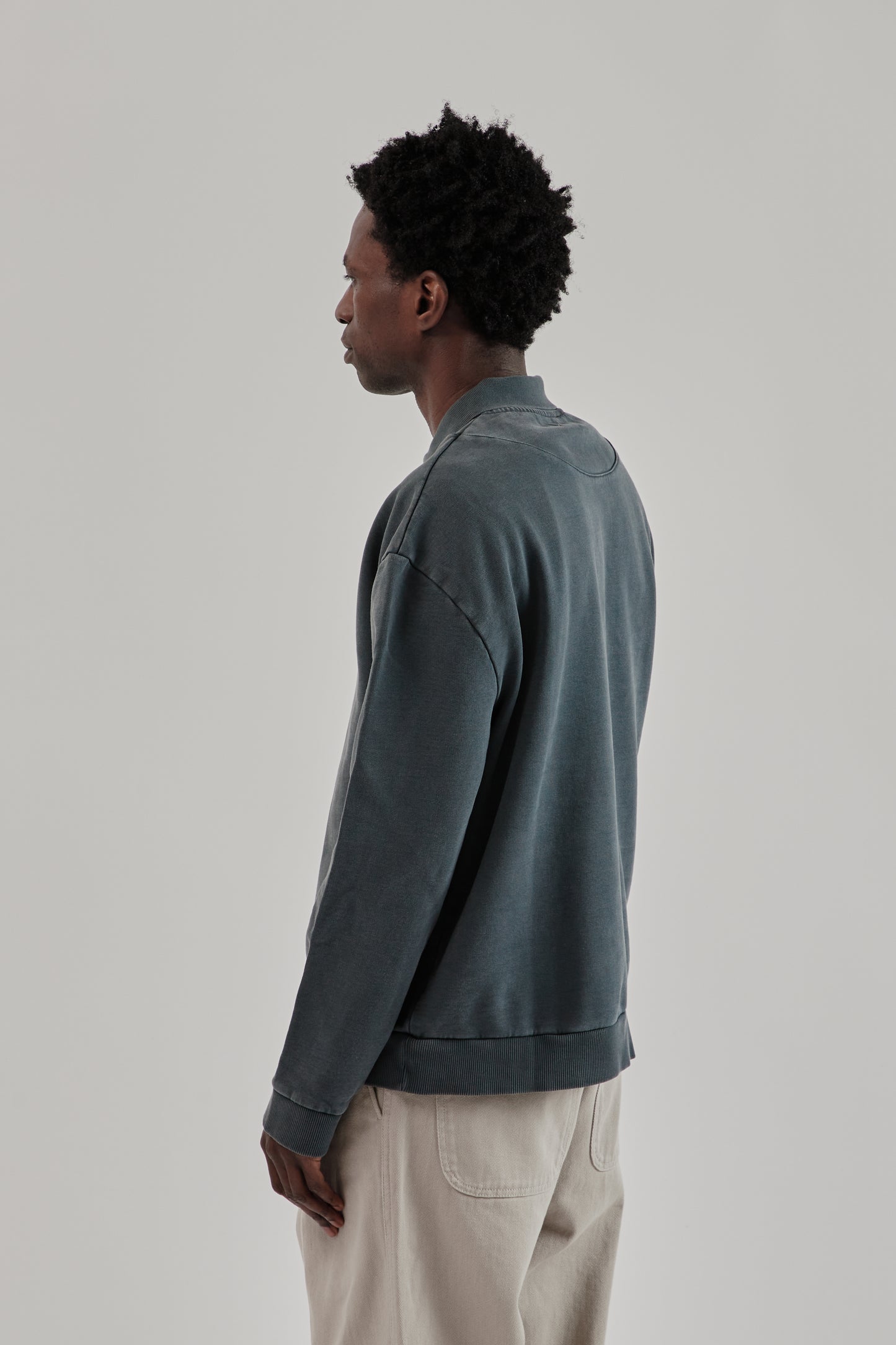 Polo Sweatshirt - Washed Black