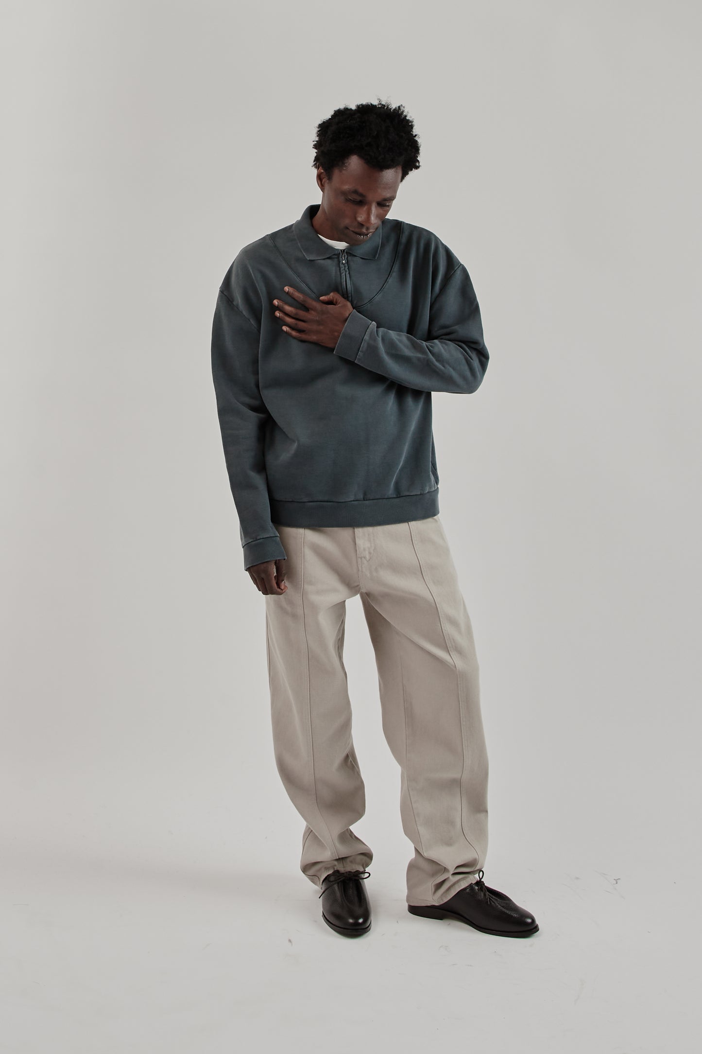 Polo Sweatshirt - Washed Black
