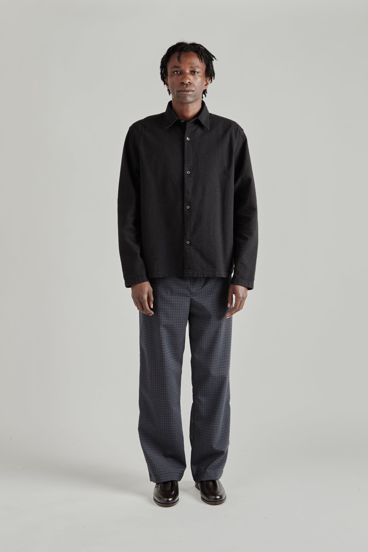 Box Shirt - Seersucker Black