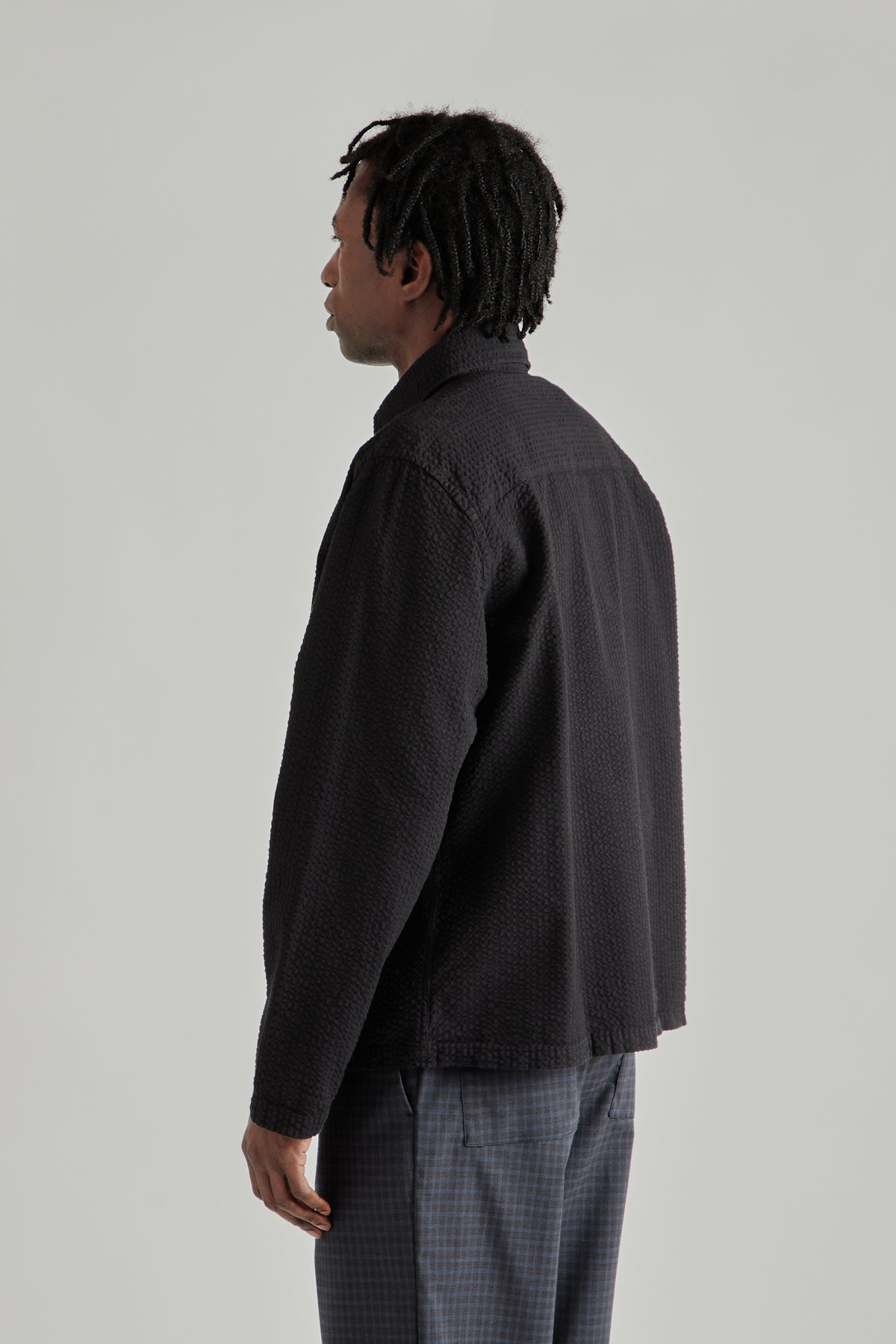 Box Shirt - Seersucker Black
