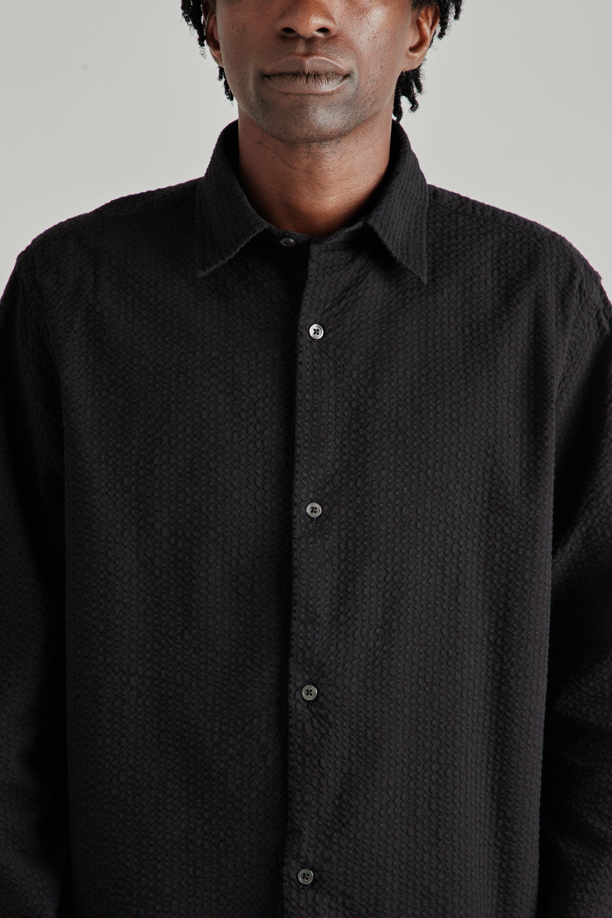 Box Shirt - Seersucker Black