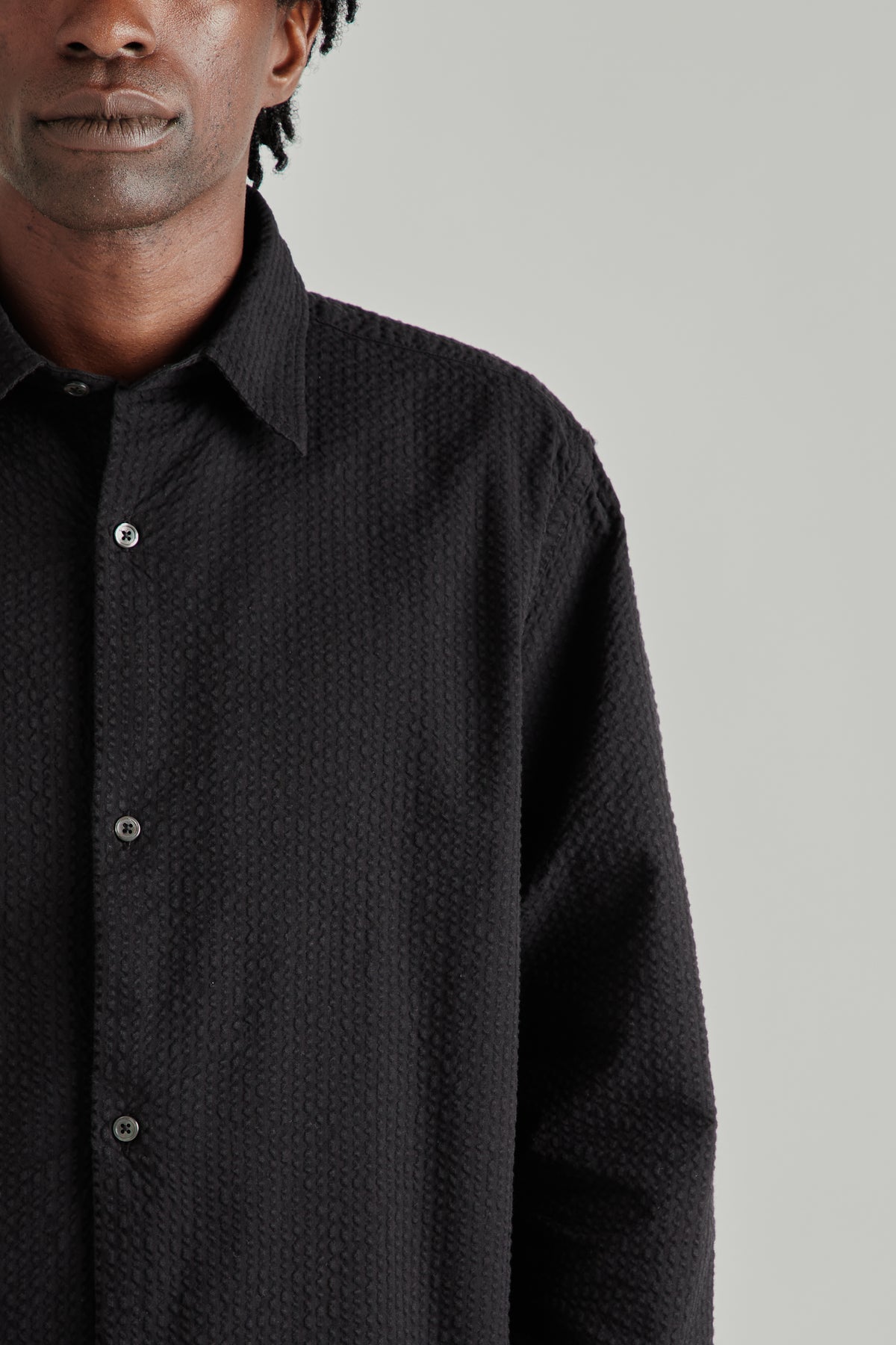 Box Shirt - Seersucker Black