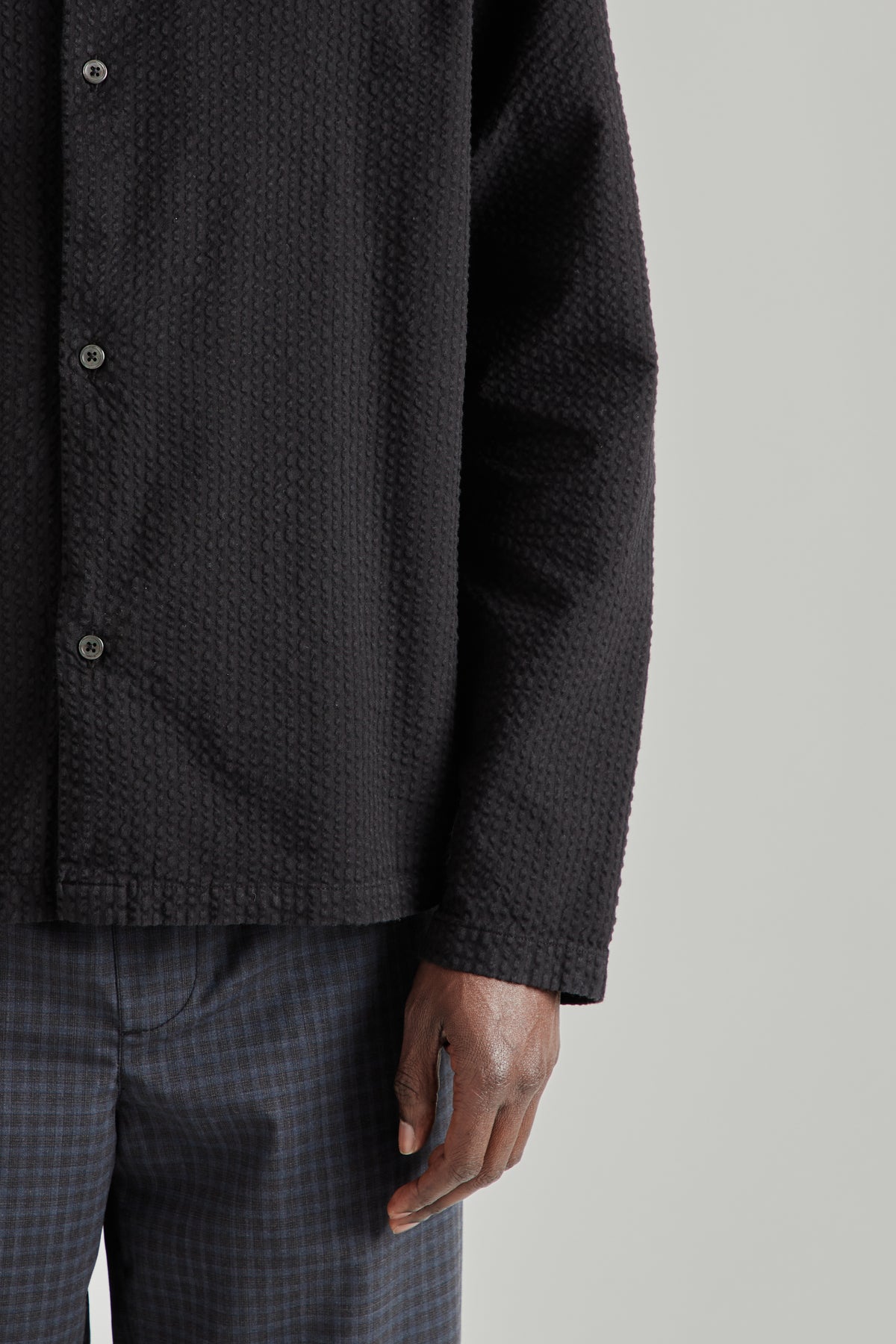 Box Shirt - Seersucker Black