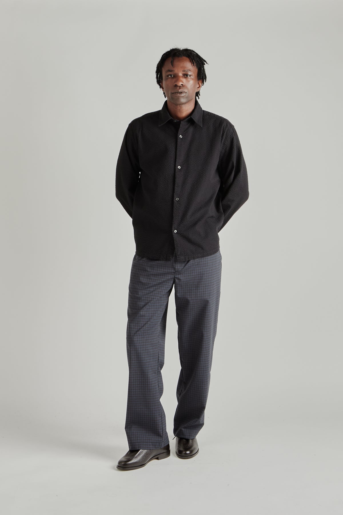 Box Shirt - Seersucker Black
