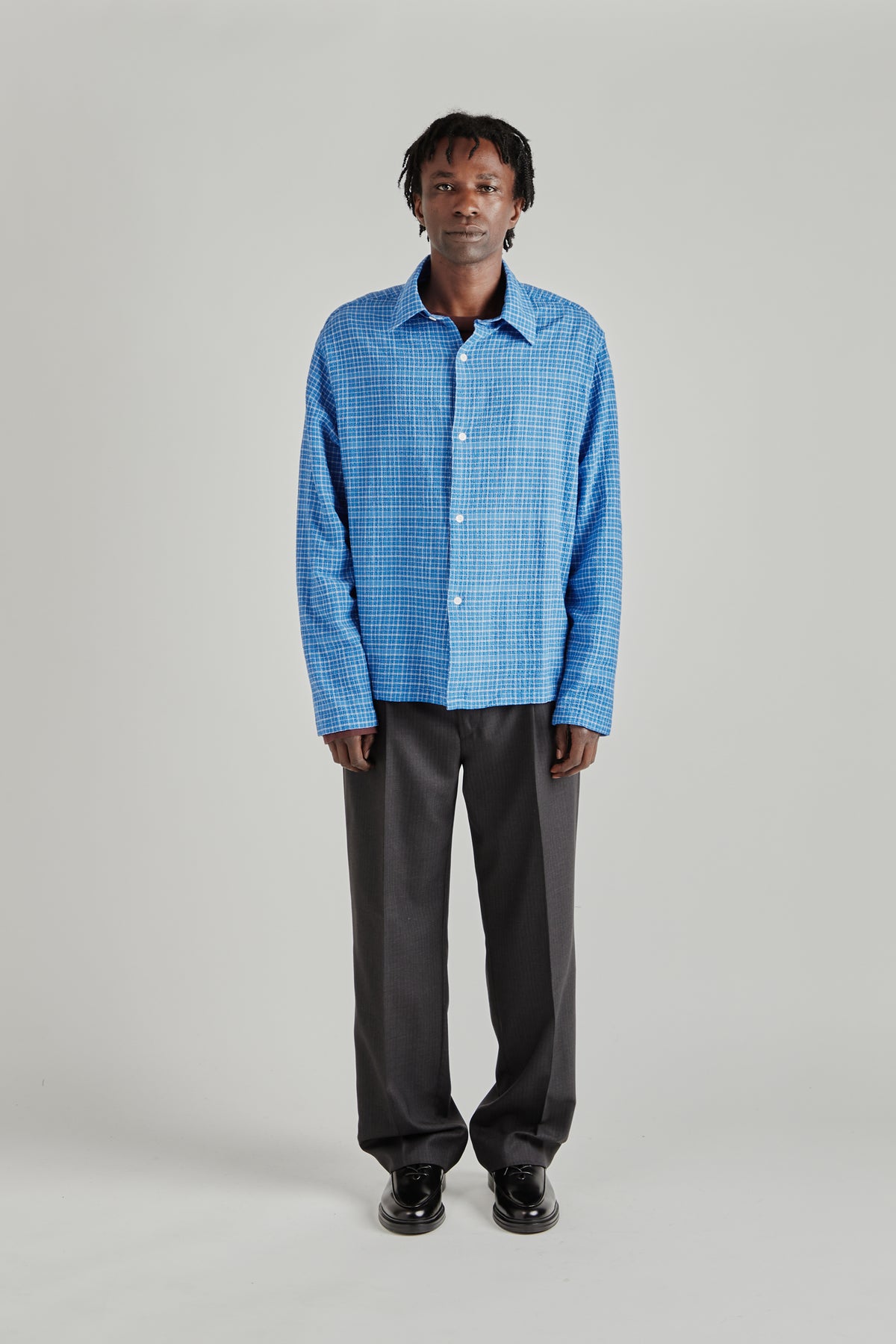 Box Shirt - Seersucker Royal Blue
