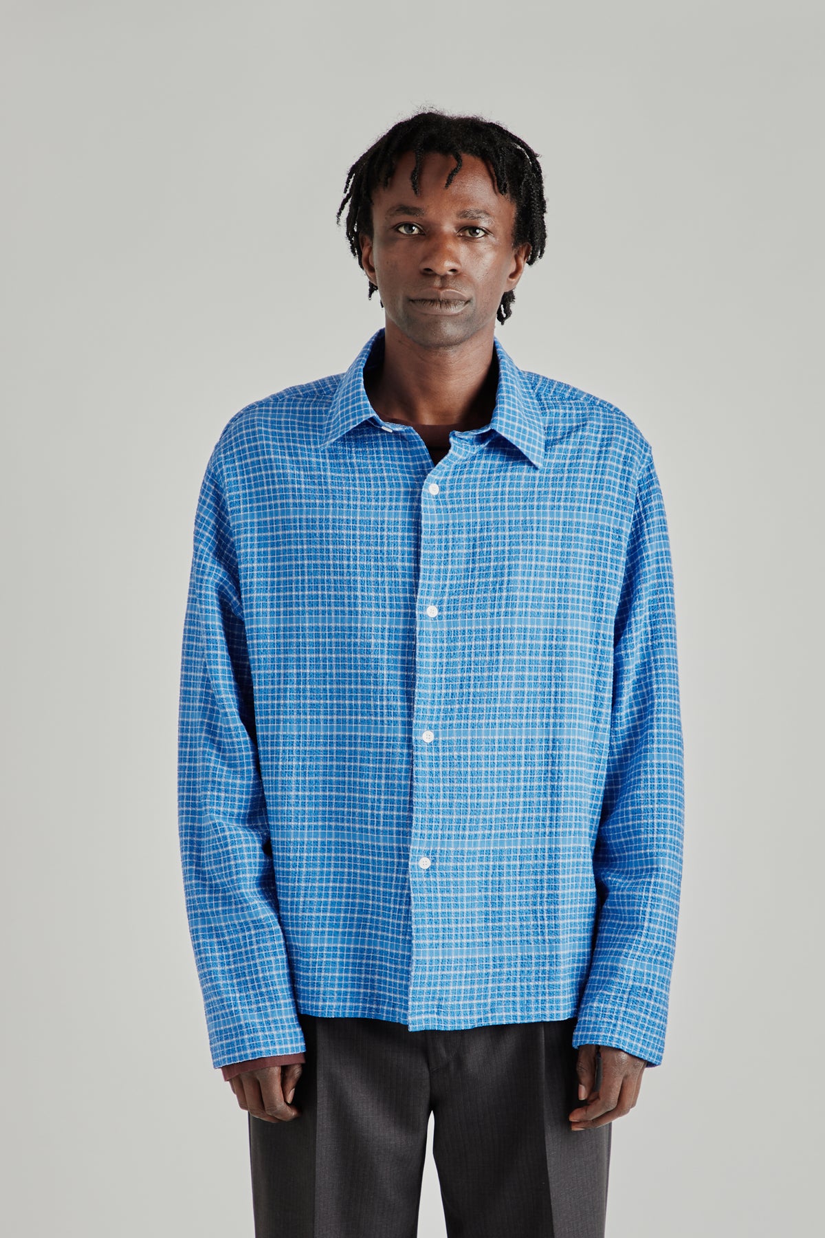 Box Shirt - Seersucker Royal Blue