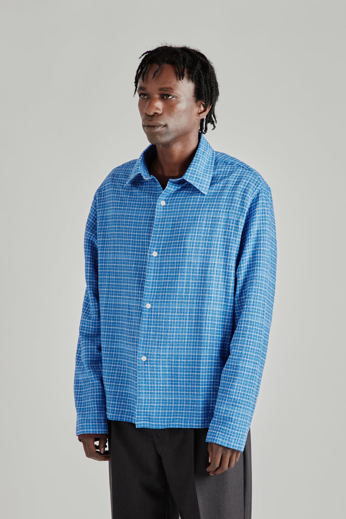 Box Shirt - Seersucker Royal Blue