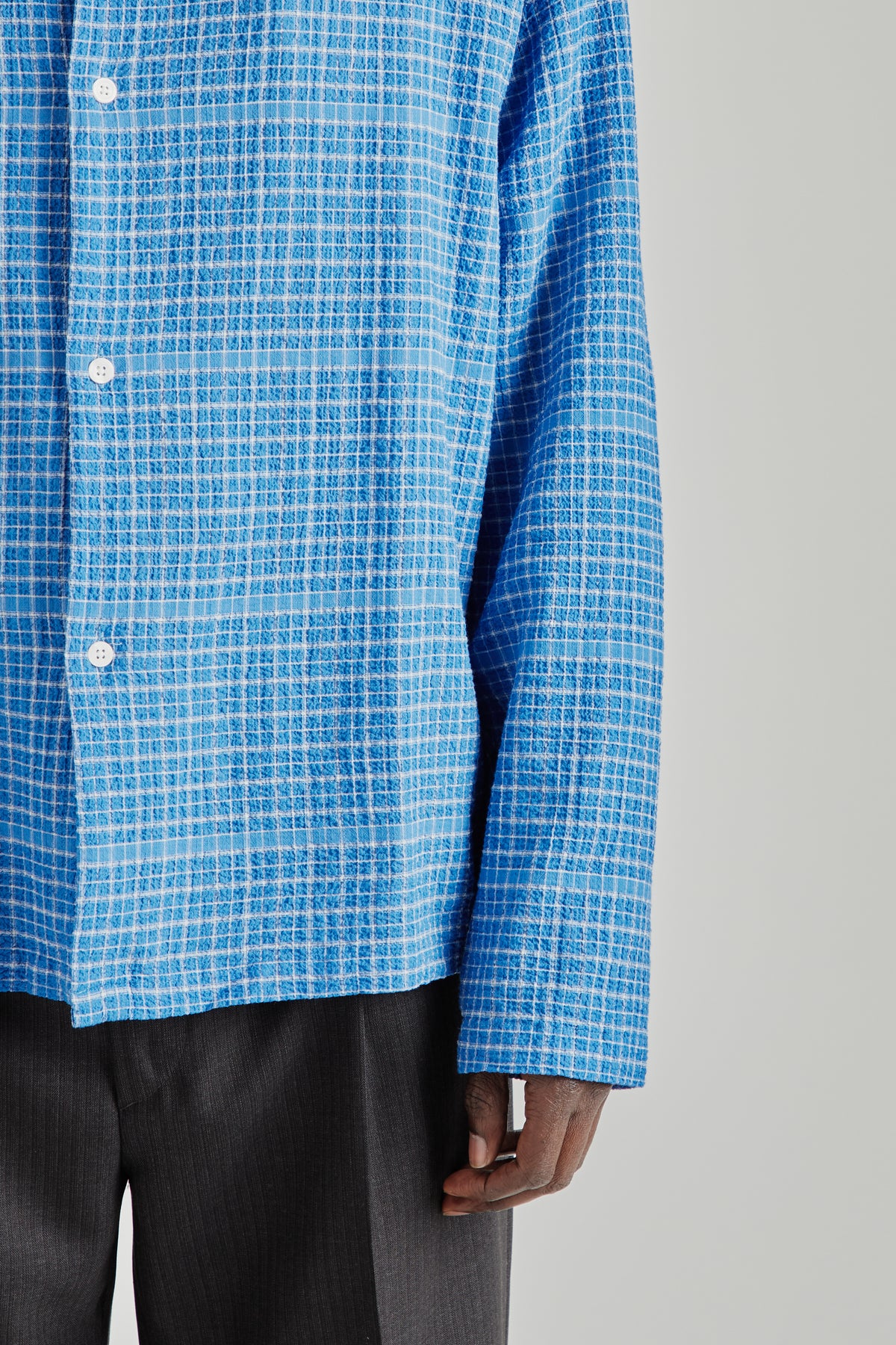 Box Shirt - Seersucker Royal Blue
