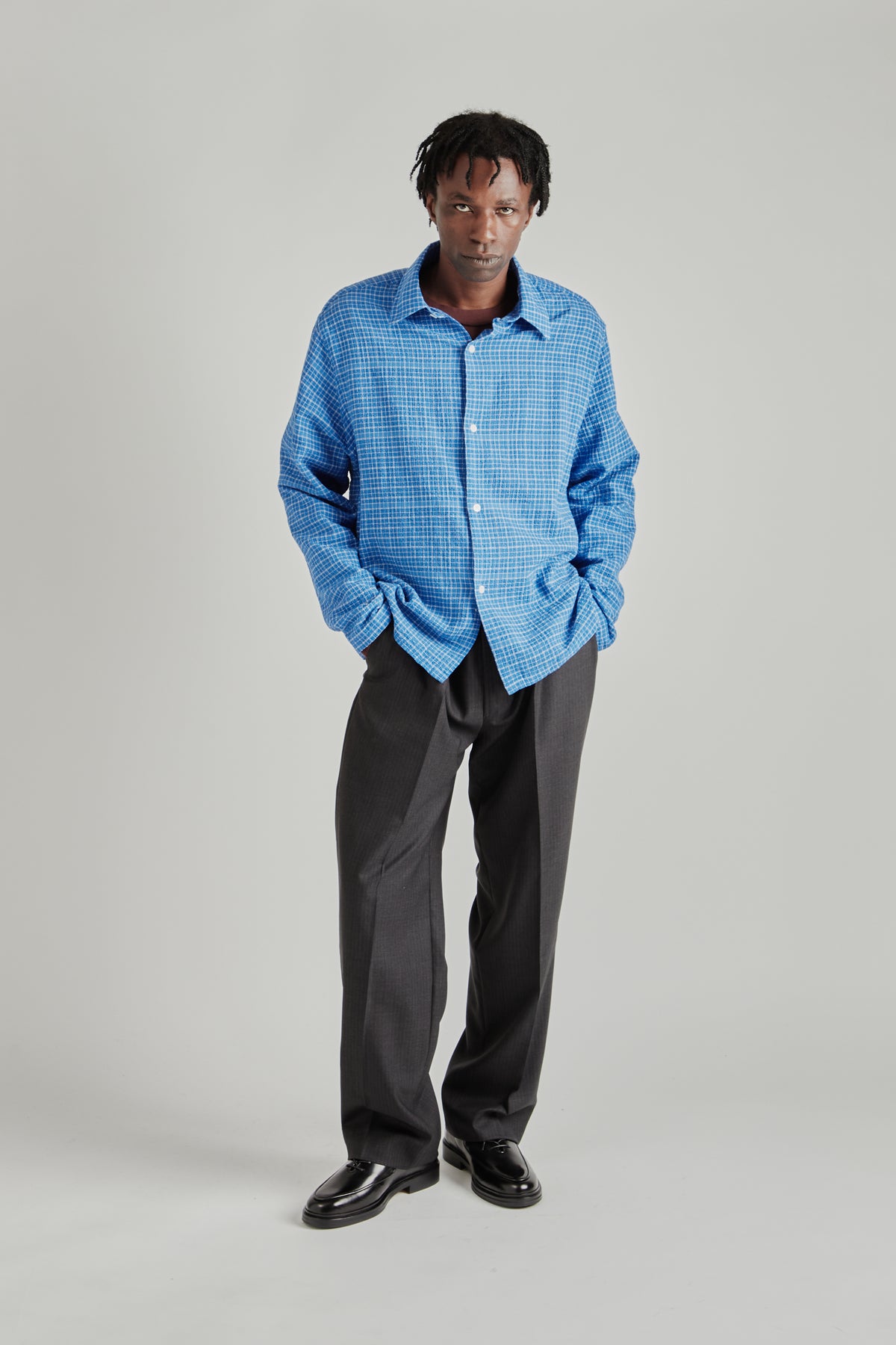 Box Shirt - Seersucker Royal Blue